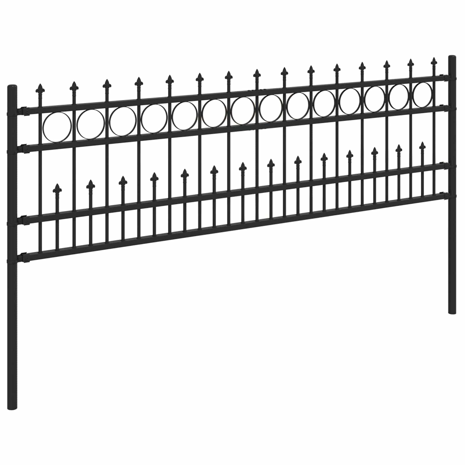 Spike obroč ograje Črna 200 x 130 cm Prašno lakirano jeklo - slika 4