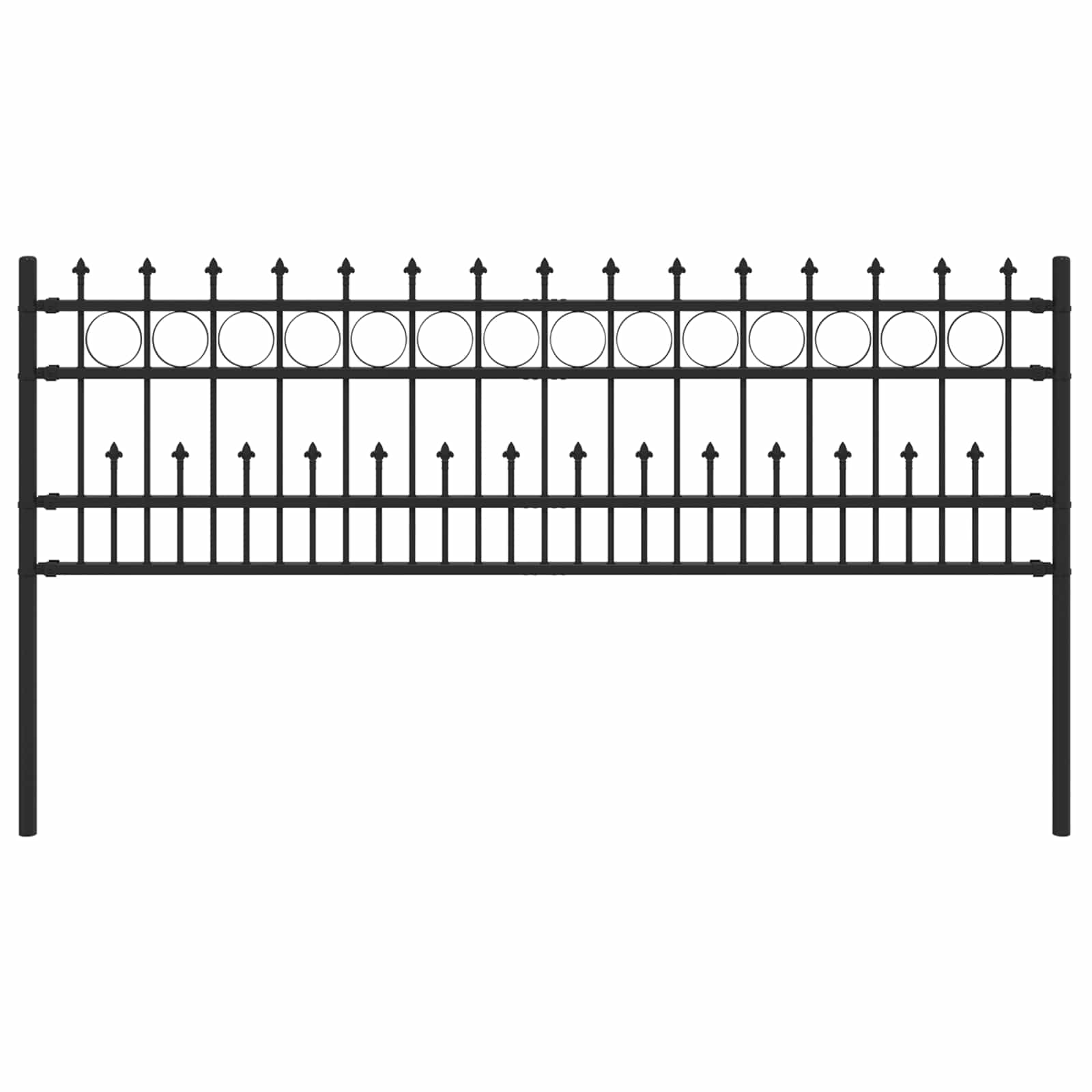 Spike obroč ograje Črna 200 x 130 cm Prašno lakirano jeklo - slika 2