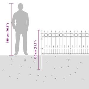 Hádí kroužkový plot Černá 200 x 130 cm Práškově lakovaná ocel - obrázek 8