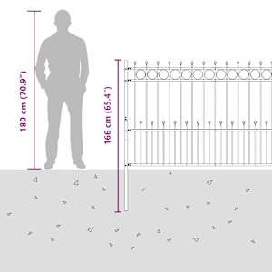 Hádí kroužkový plot Černá 200 x 130 cm Práškově lakovaná ocel - obrázek 8