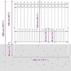 Hádí kroužkový plot Černá 200 x 200 cm Práškově lakovaná ocel - obrázek 7