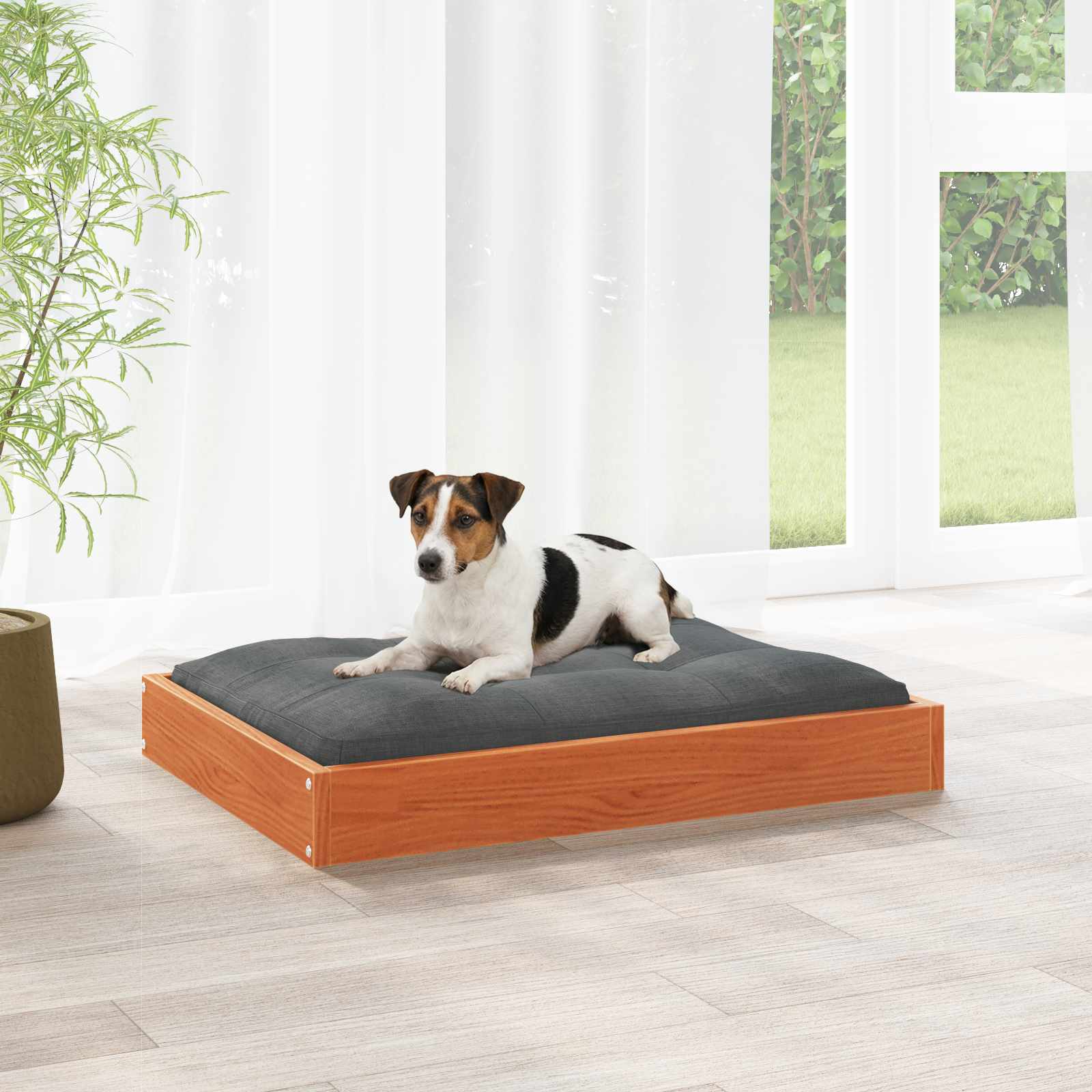 vidaXL Pat pentru câini Maroniu cerat 72 x 54 x 9 cm Lemn de pin masiv