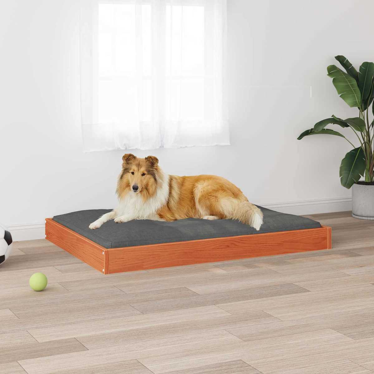 Hundeseng 101,5 x 74 x 9 cm Massivt fyrretræ - Billede 4