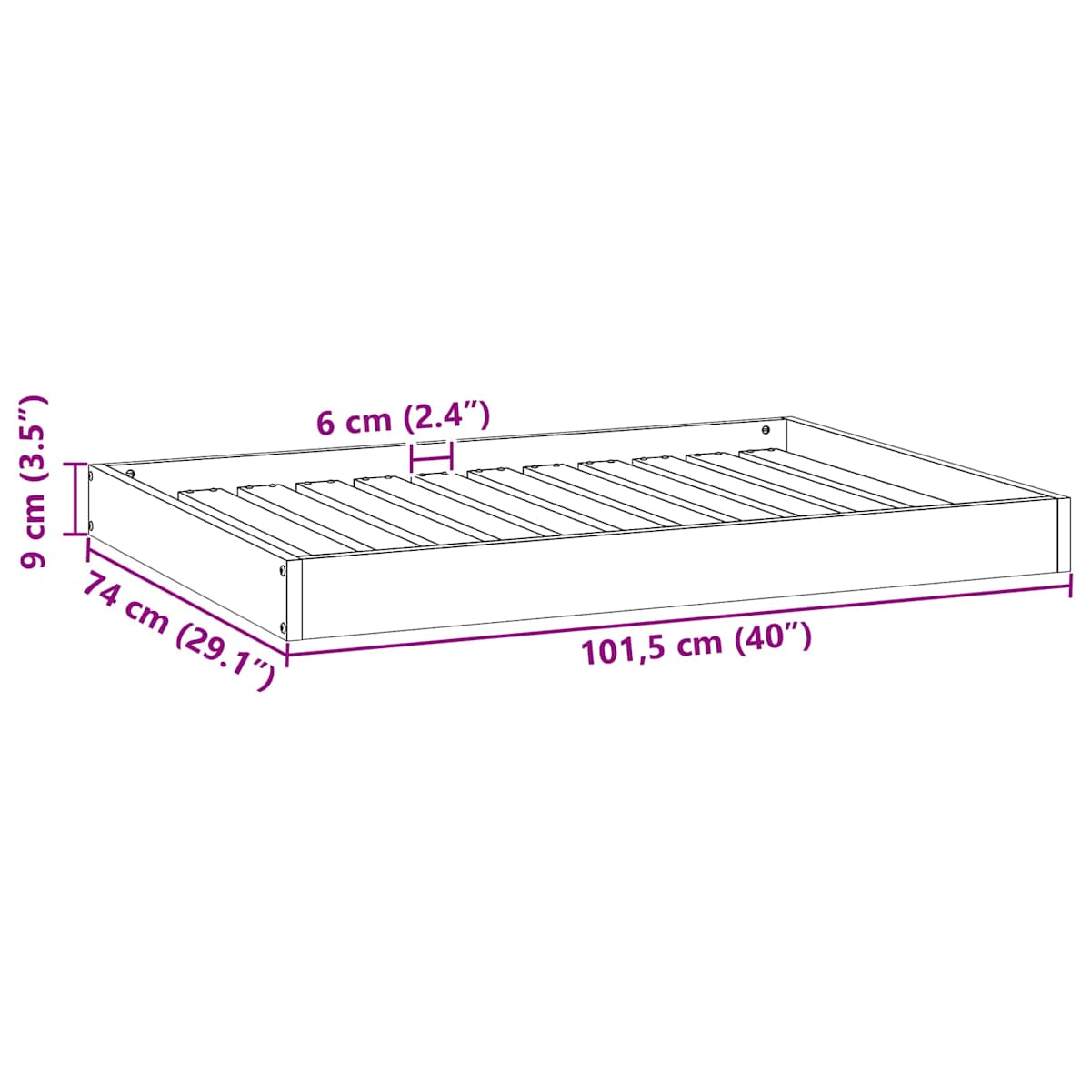 Hundeseng 101,5 x 74 x 9 cm Massivt fyrretræ - Billede 7
