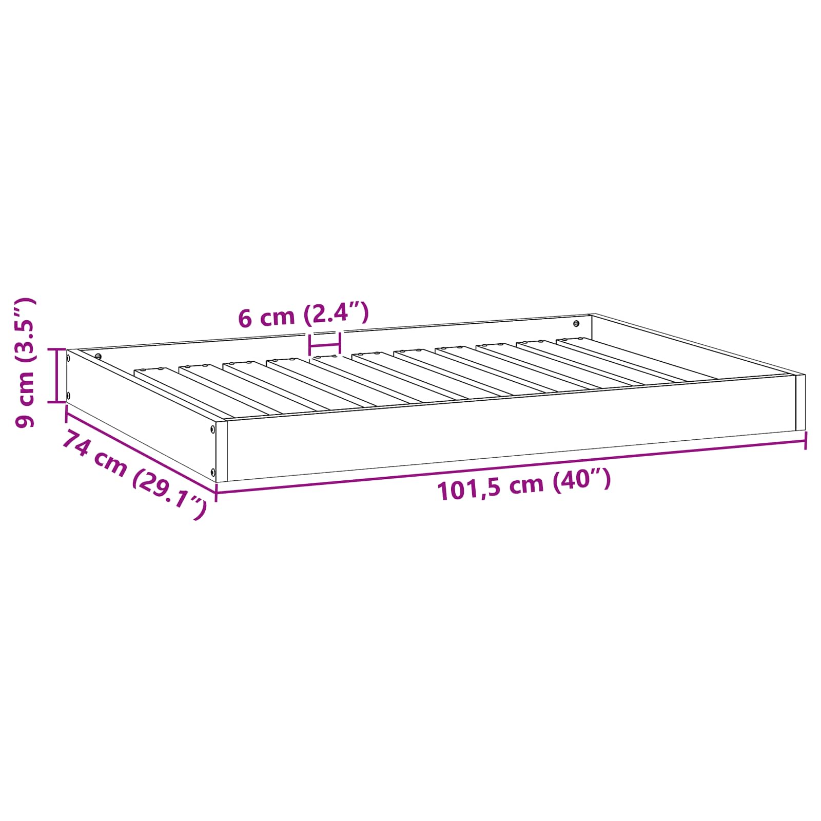 Hondenbed Wasbruin 101,5 x 74 x 9 cm Massief Vurenhout image 7