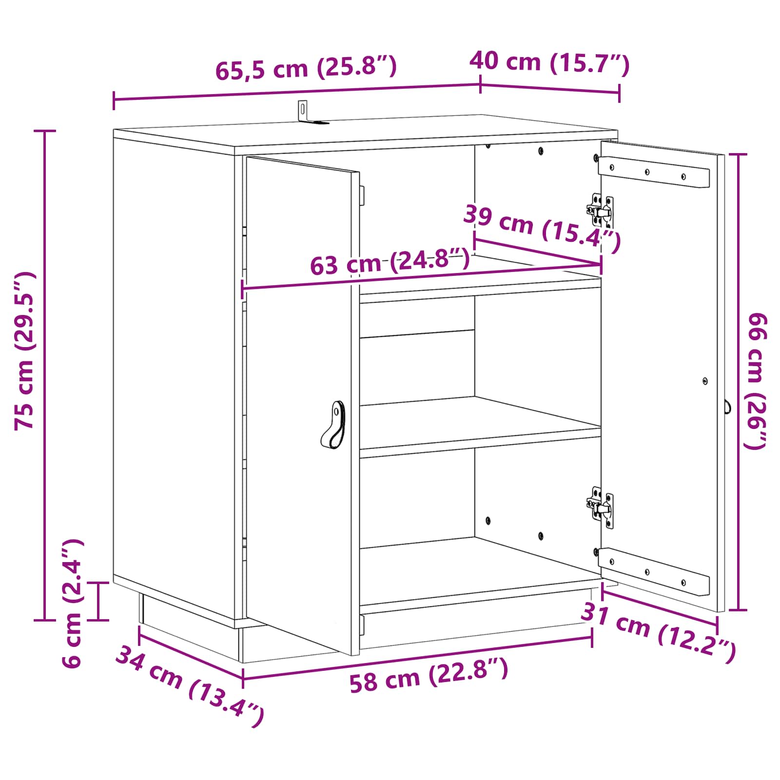 Dressoir Wasbruin 65,5 x 40 x 75 cm Massief grenenhout image 9