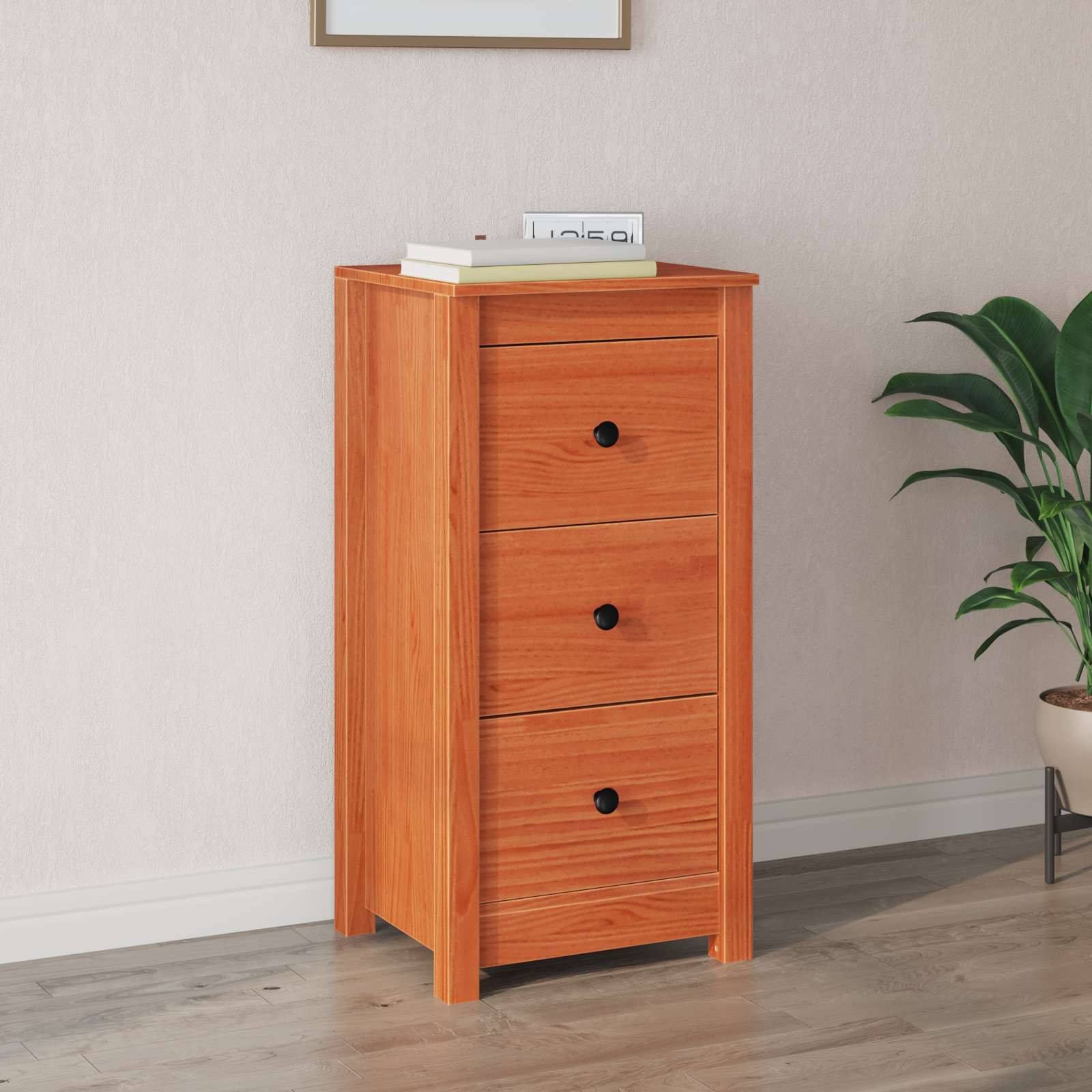 vidaXL Bufet cu sertar Maro Ceară 39 x 35 x 80 cm Lemn de pin masiv