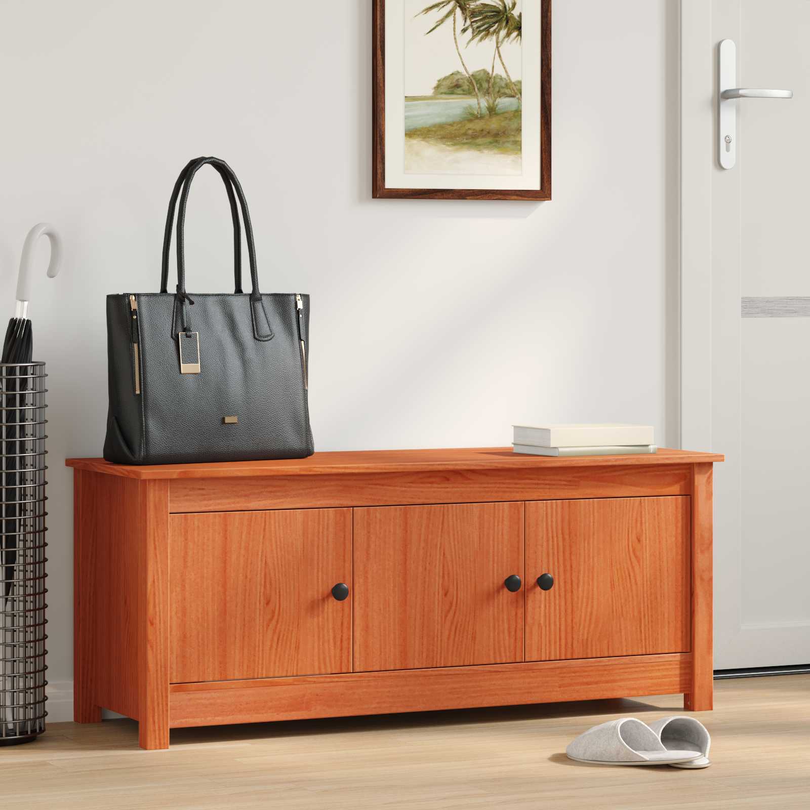 Schoenenkast Wasbruin 110 x 38 x 45,5 cm Massief grenenhout image 1