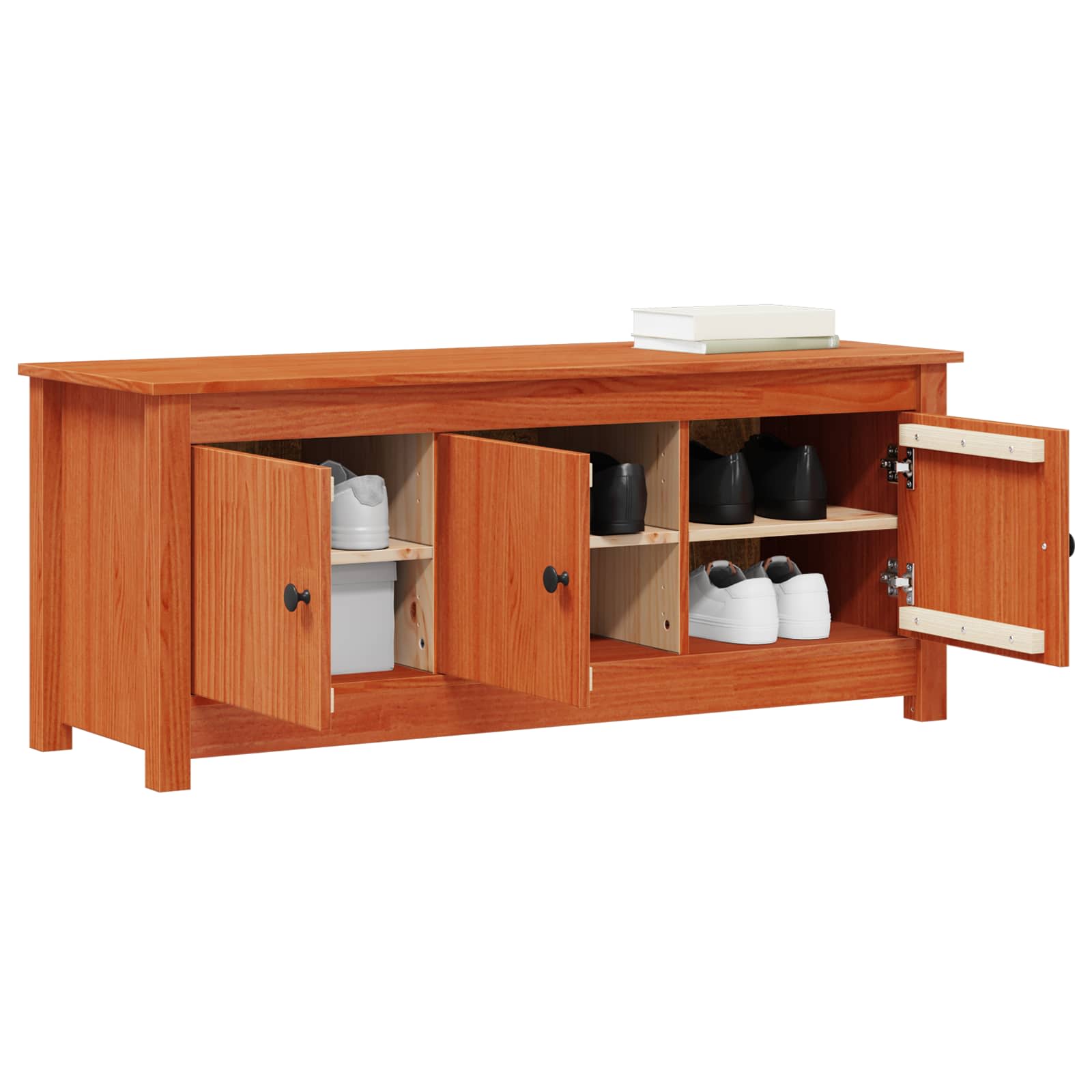 Schoenenkast Wasbruin 110 x 38 x 45,5 cm Massief grenenhout image 3