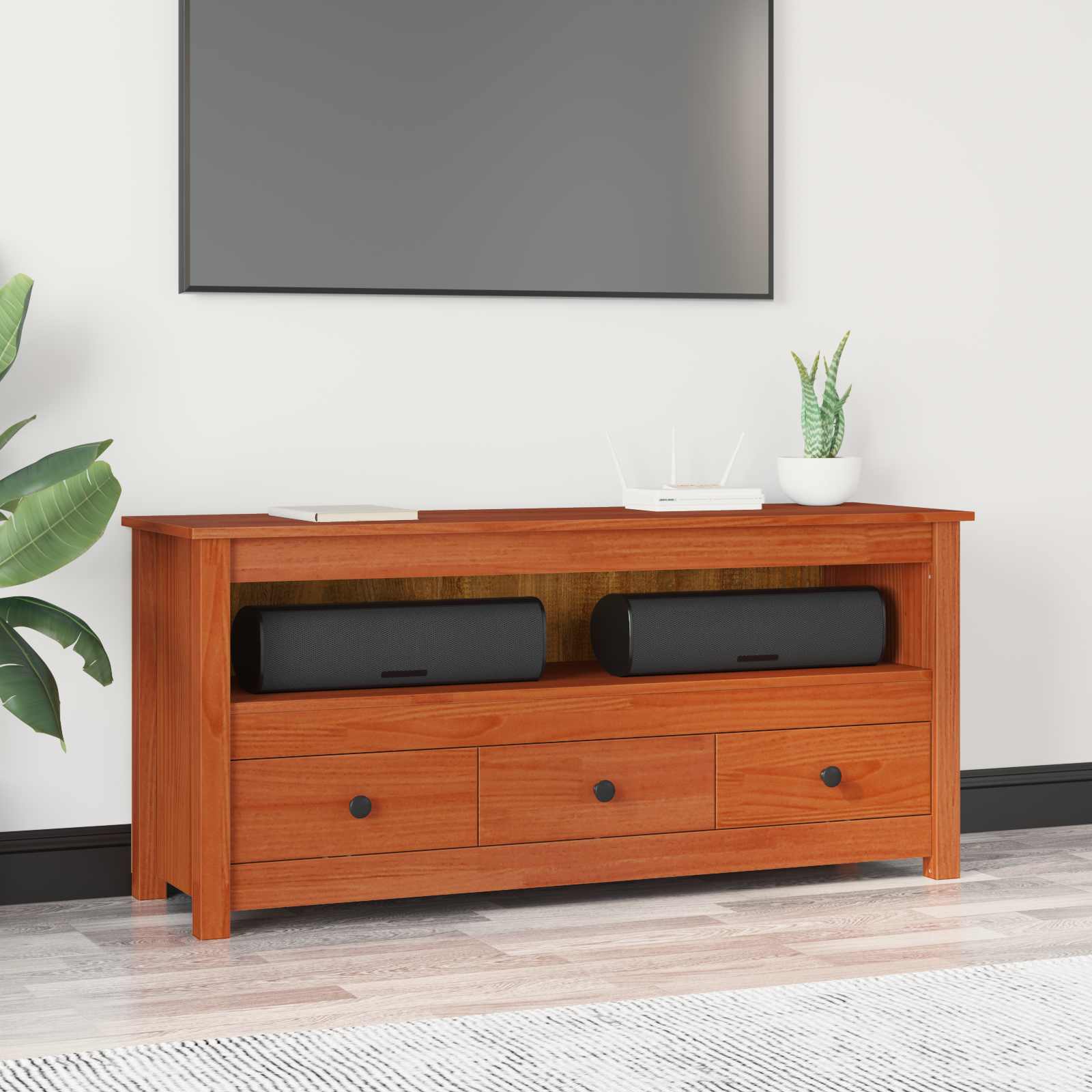vidaXL Cabinet TV Maro Ceară 114 x 35 x 52 cm Lemn masiv de pin