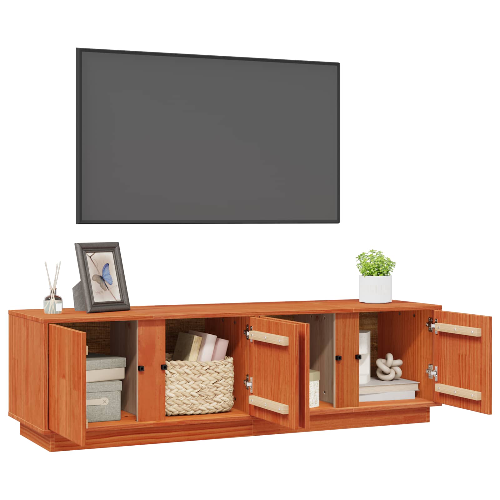 TV-kast Waskleur Bruin 140 x 40 x 40 cm Massief grenenhout image 4