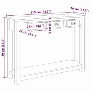 Konzolový stolek Přírodní 110 x 30 x 80 cm Pevné teakové dřevo - obrázek 7