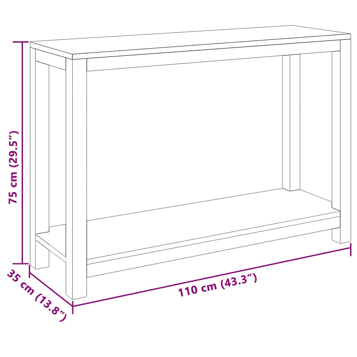 Konsolbord Naturfarvet 110 x 35 x 75 cm Massiv Teaktræ - Billede 6