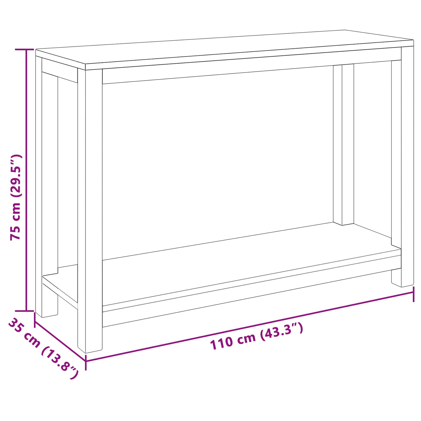 Wandtafel Naturel 110 x 35 x 75 cm Massief Teakhout image 6