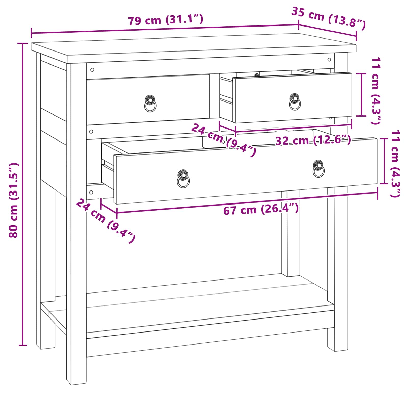 Dressoir Naturel 79 x 35 x 80 cm Massief Teakhout image 7