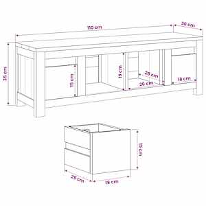 Televizní skříň 110 x 30 x 35 cm Přírodní Pevné teakové dřevo - obrázek 7