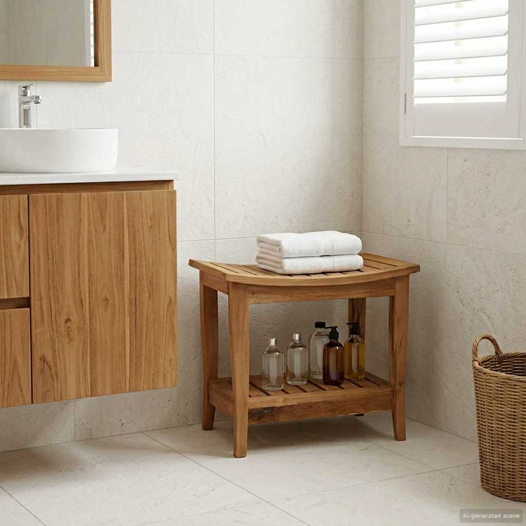 Badkamer Bijzettafel Naturel 50 x 35 x 45 cm Massief Teakhout image 1