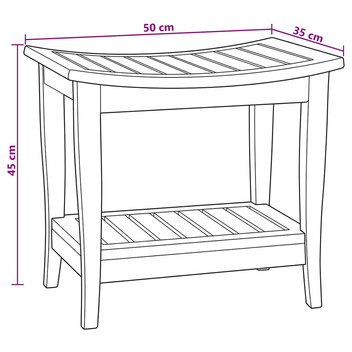 Badeværelses sidebord Naturfarvet 50 x 35 x 45 cm - Billede 7