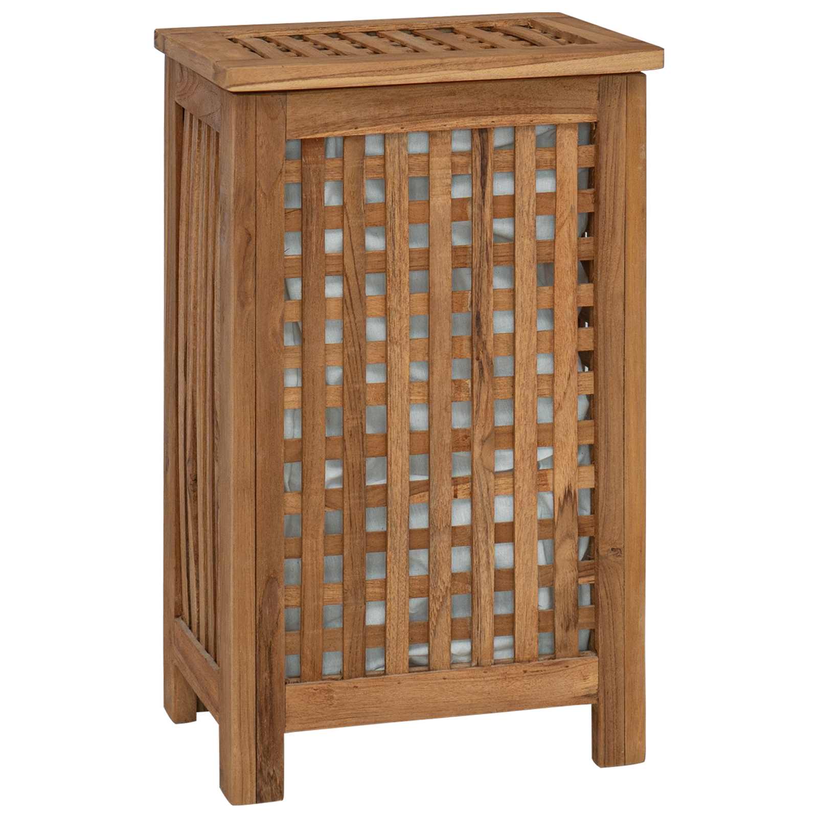 Košara za pranje Naravna 35 x 25 x 60 cm Trden tikov les - slika 2