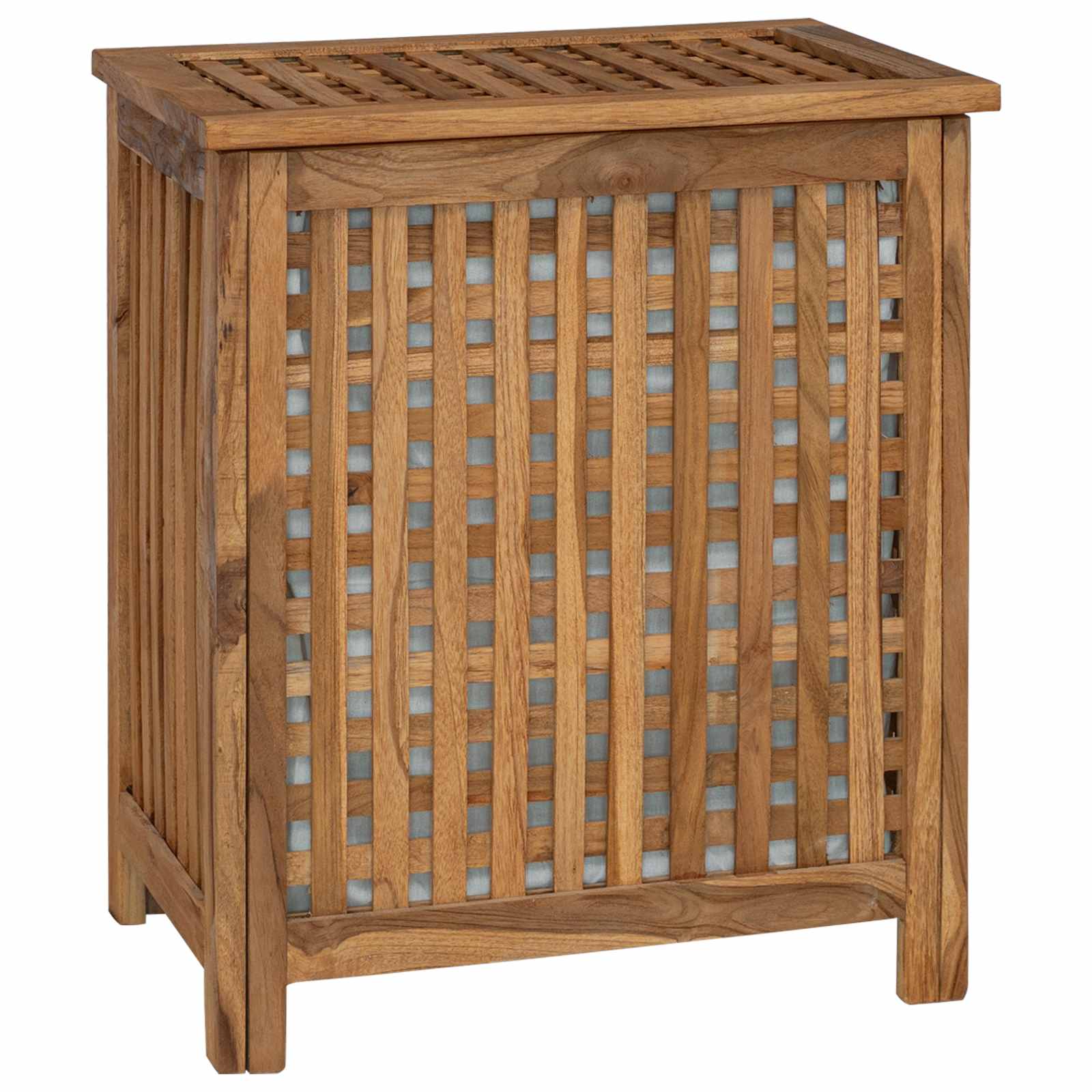 Košara za pranje Naravna 50 x 35 x 60 cm Trden tikov les - slika 2