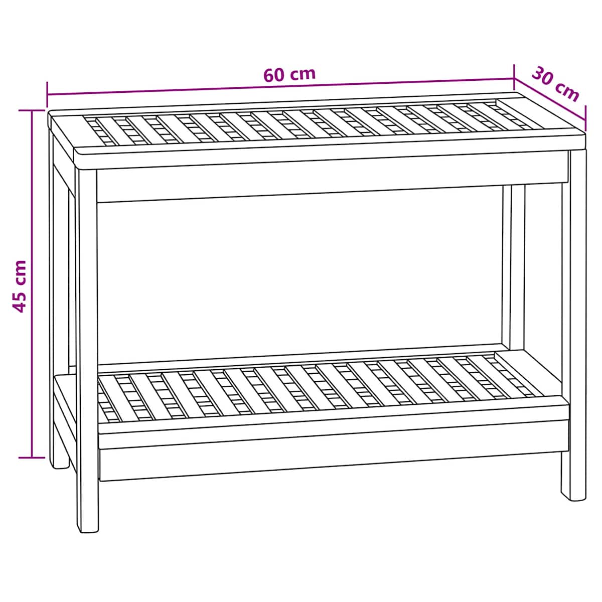 Badeværelses sidebord Naturfarvet 60 x 30 x 45 cm - Billede 7