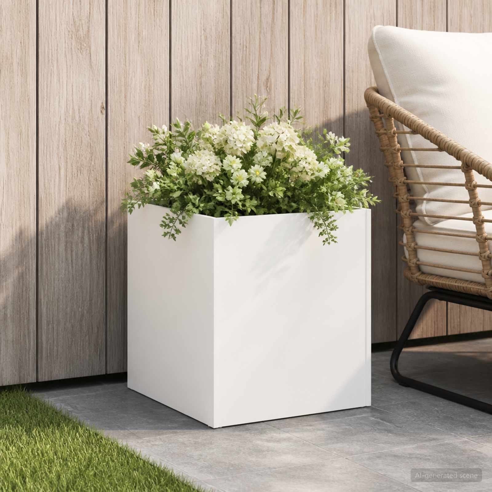Plantenbak Wit 20 x 20 x 20 cm Koudgewalst staal image 1