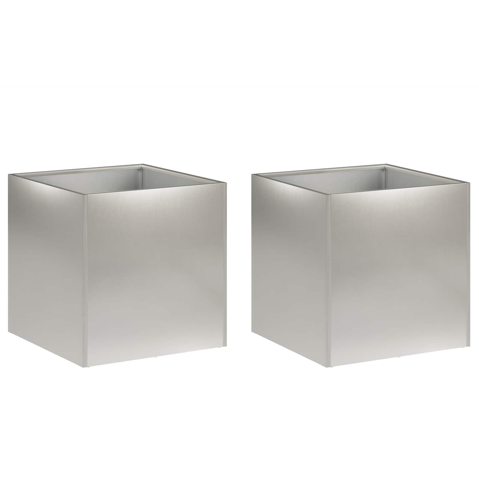 Tuin Bloempot 2 st zilver 25 x 25 x 25 cm Roestvrij staal image 2