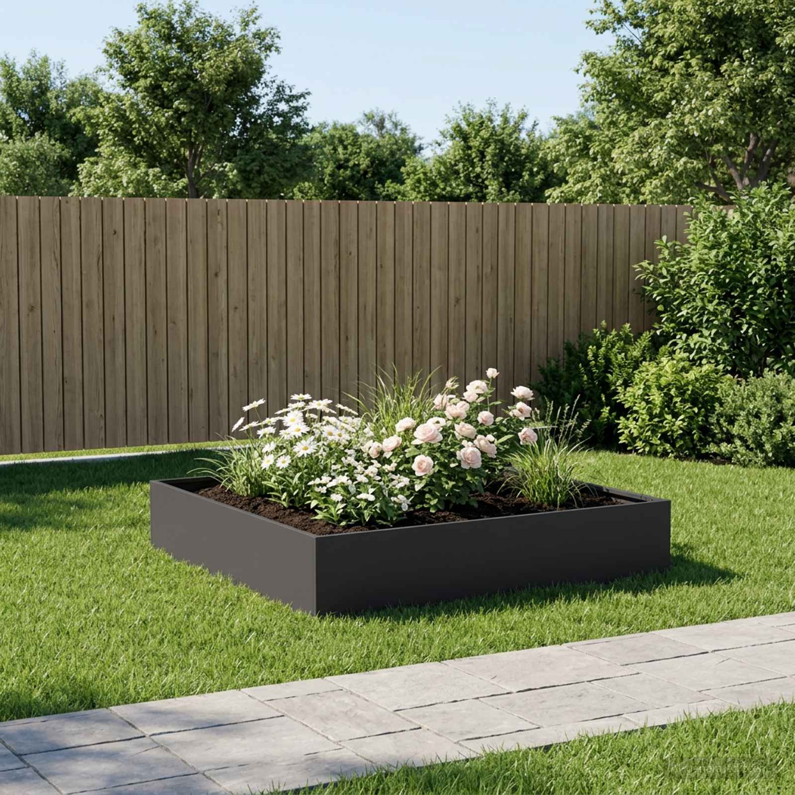 Plantenbak Zwart 100 x 100 x 20 cm Koudgewalst staal image 1