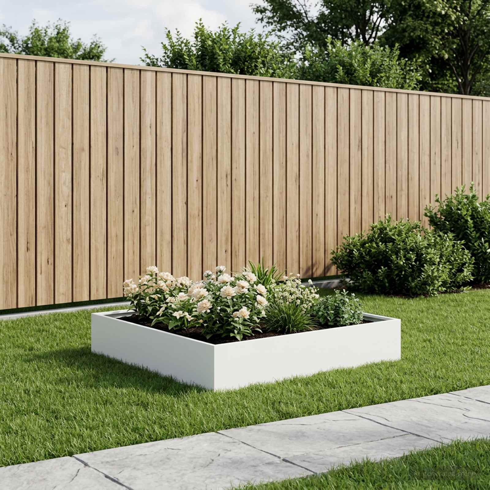 Plantenbak Wit 100 x 100 x 20 cm Koudgewalst staal image 1