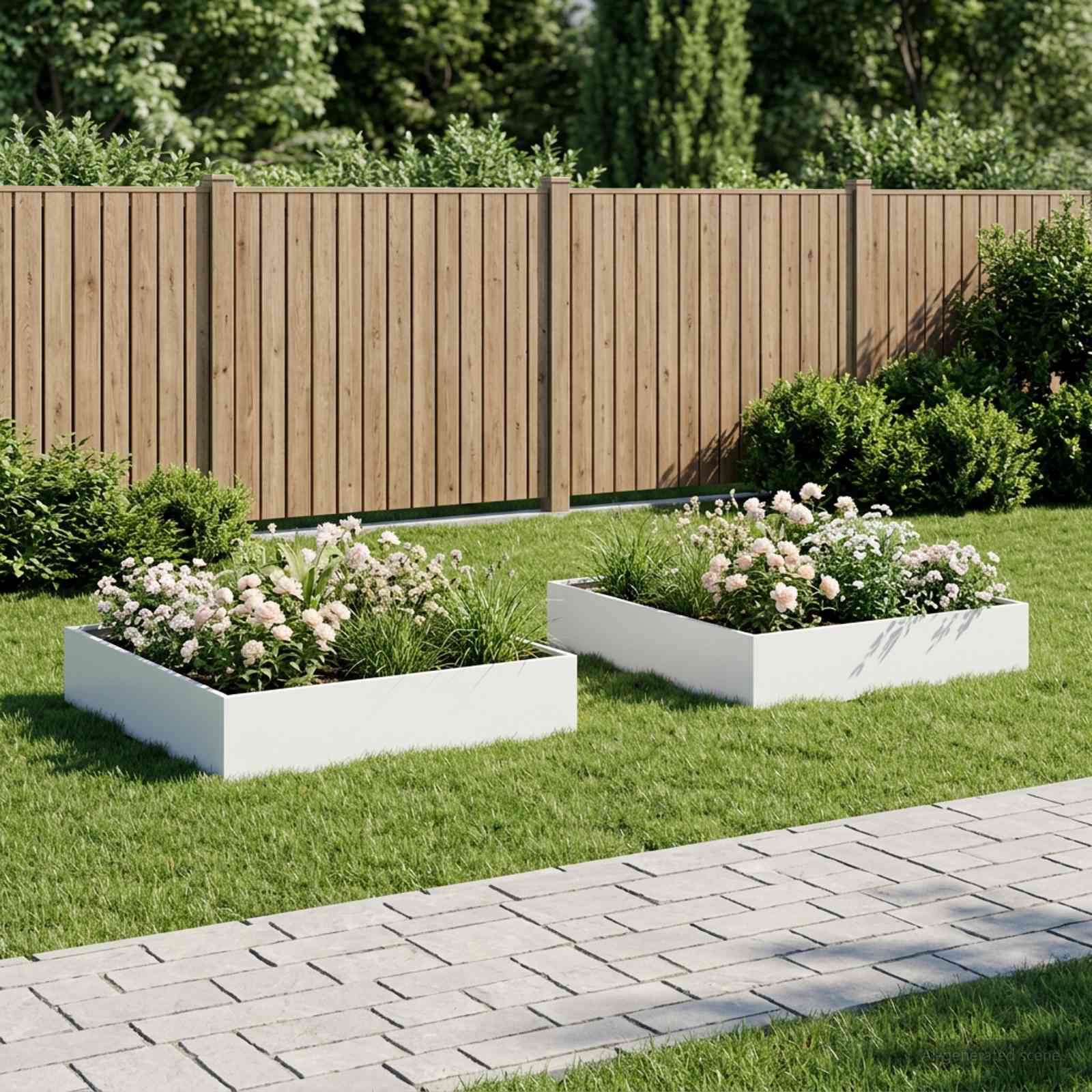 Plantenbak 2 st Wit 100 x 100 x 20 cm Koudgewalst staal image 1