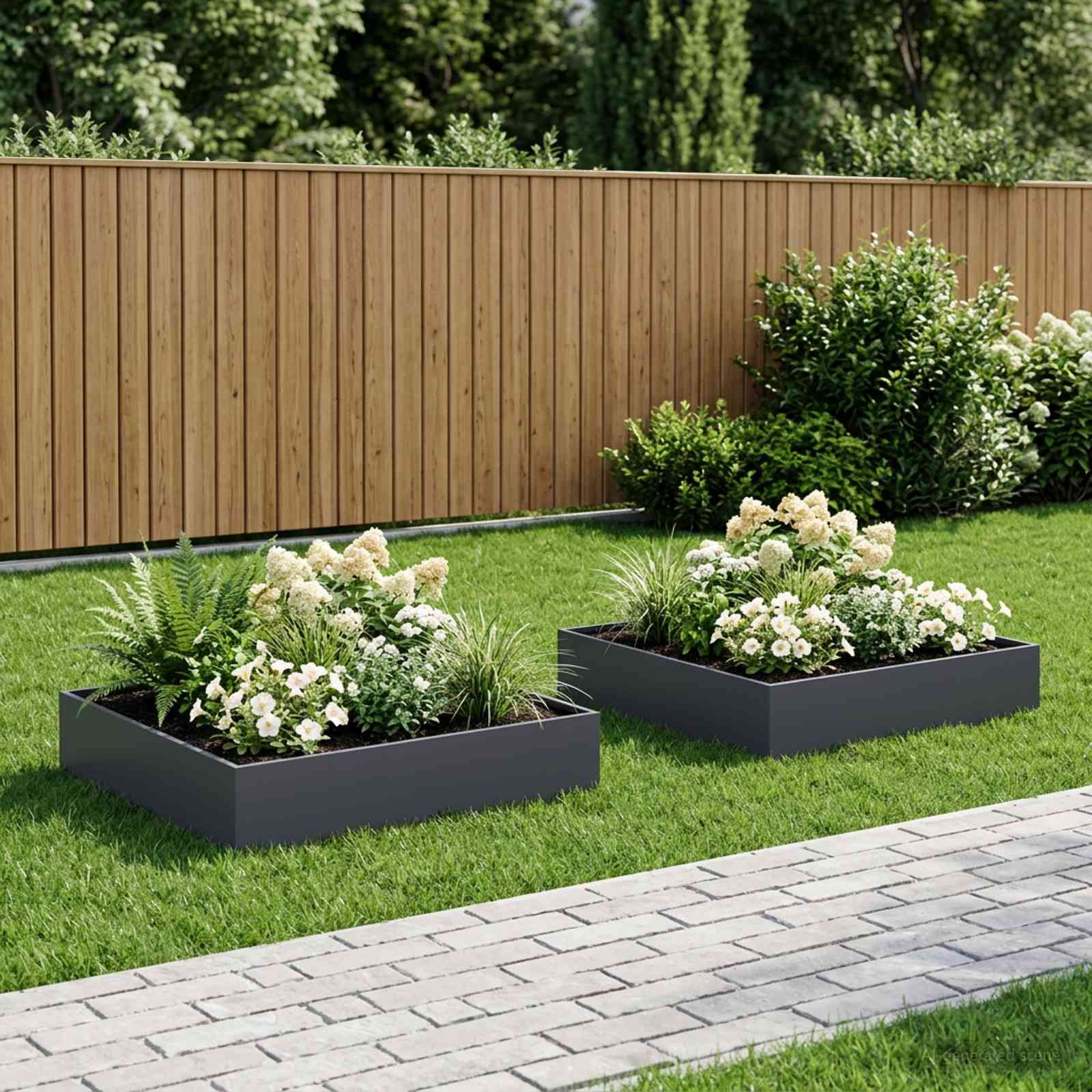 Plantenbak 2 st Antraciet 100 x 100 x 20 cm Koudgewalst staal image 1