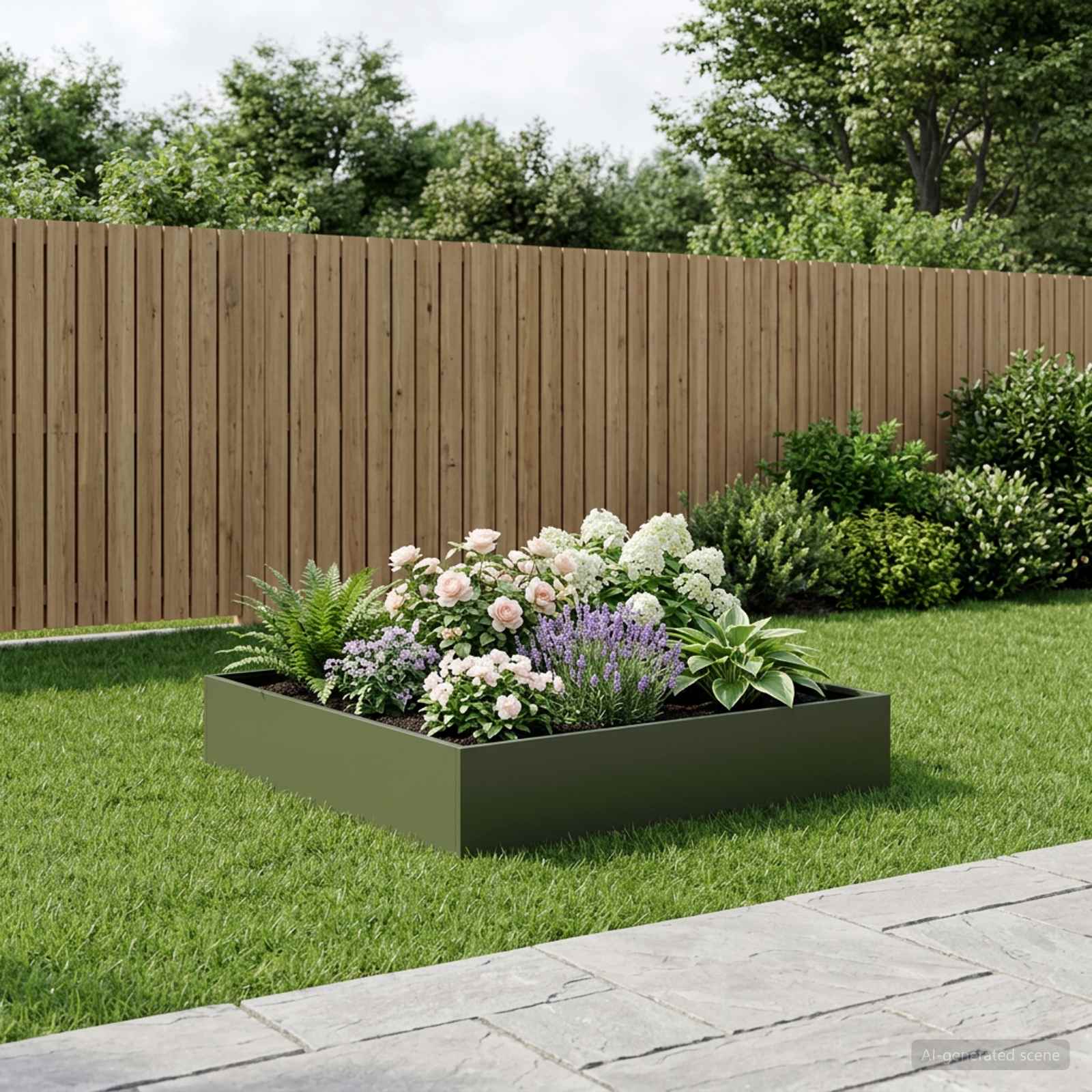 Plantenbak Olijfgroen 100 x 100 x 20 cm Koudgewalst staal image 1