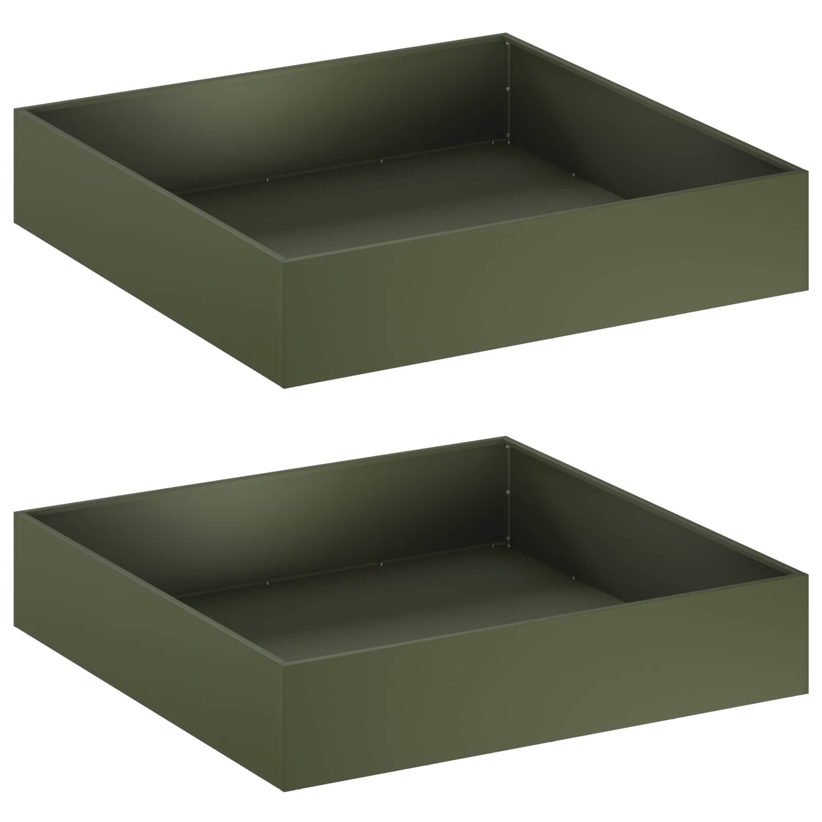 Plantenbak 2 st Olijfgroen 100 x 100 x 20 cm Koudgewalst staal image 2