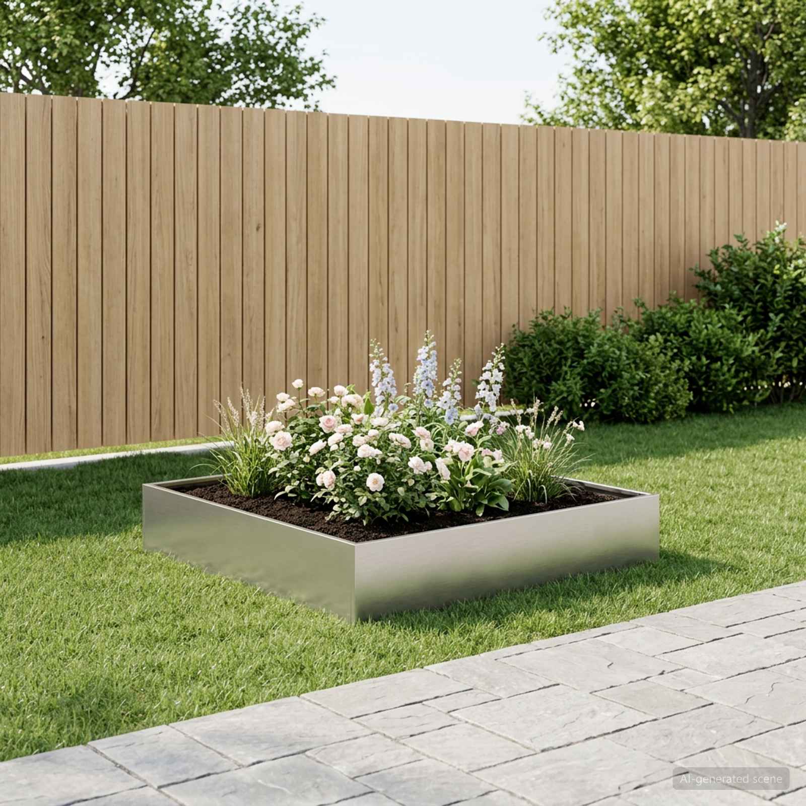 Plantenbak zilver 100 x 100 x 20 cm Gegalvaniseerd staal image 1