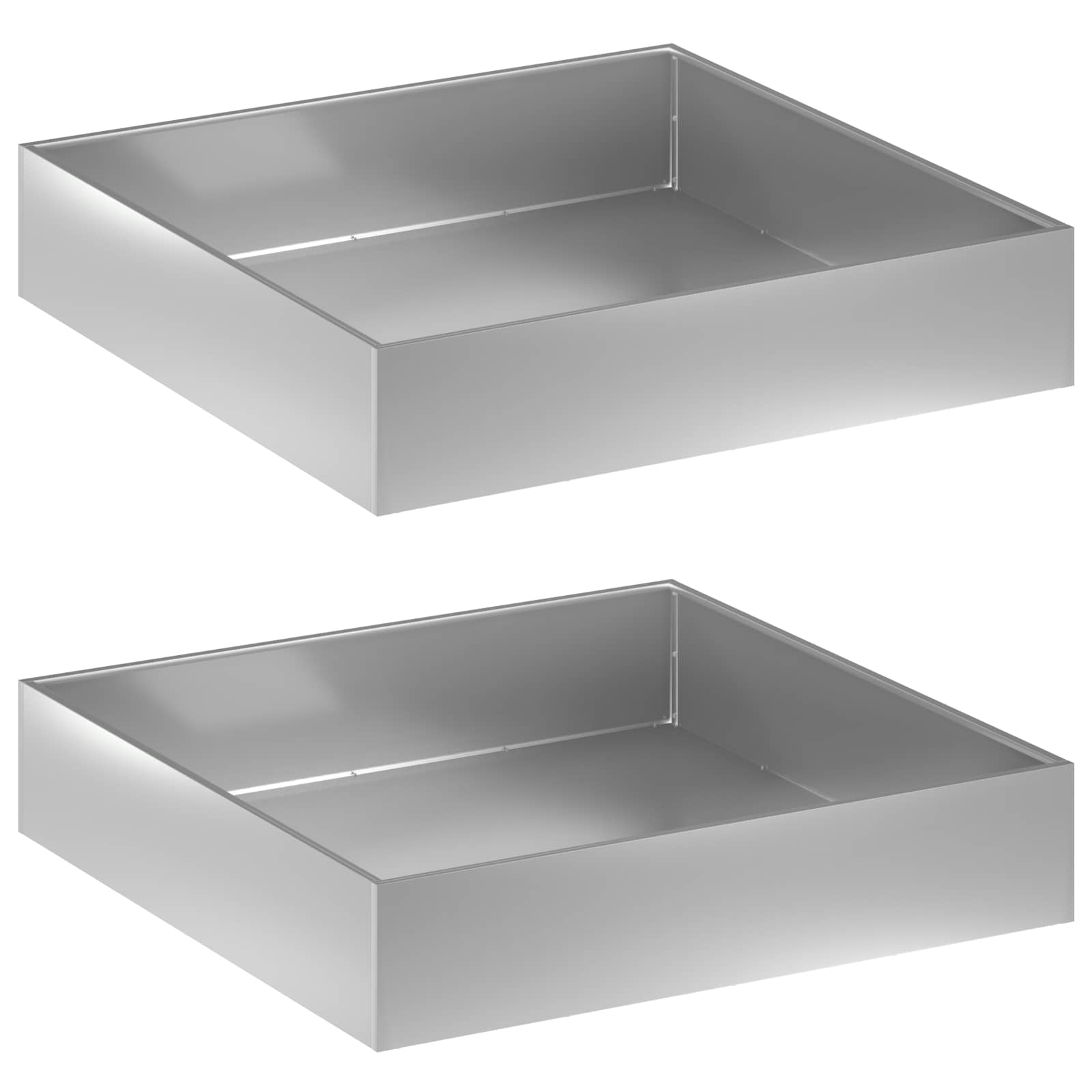 Plantenbak 2 st zilver 100 x 100 x 20 cm Gegalvaniseerd staal image 2