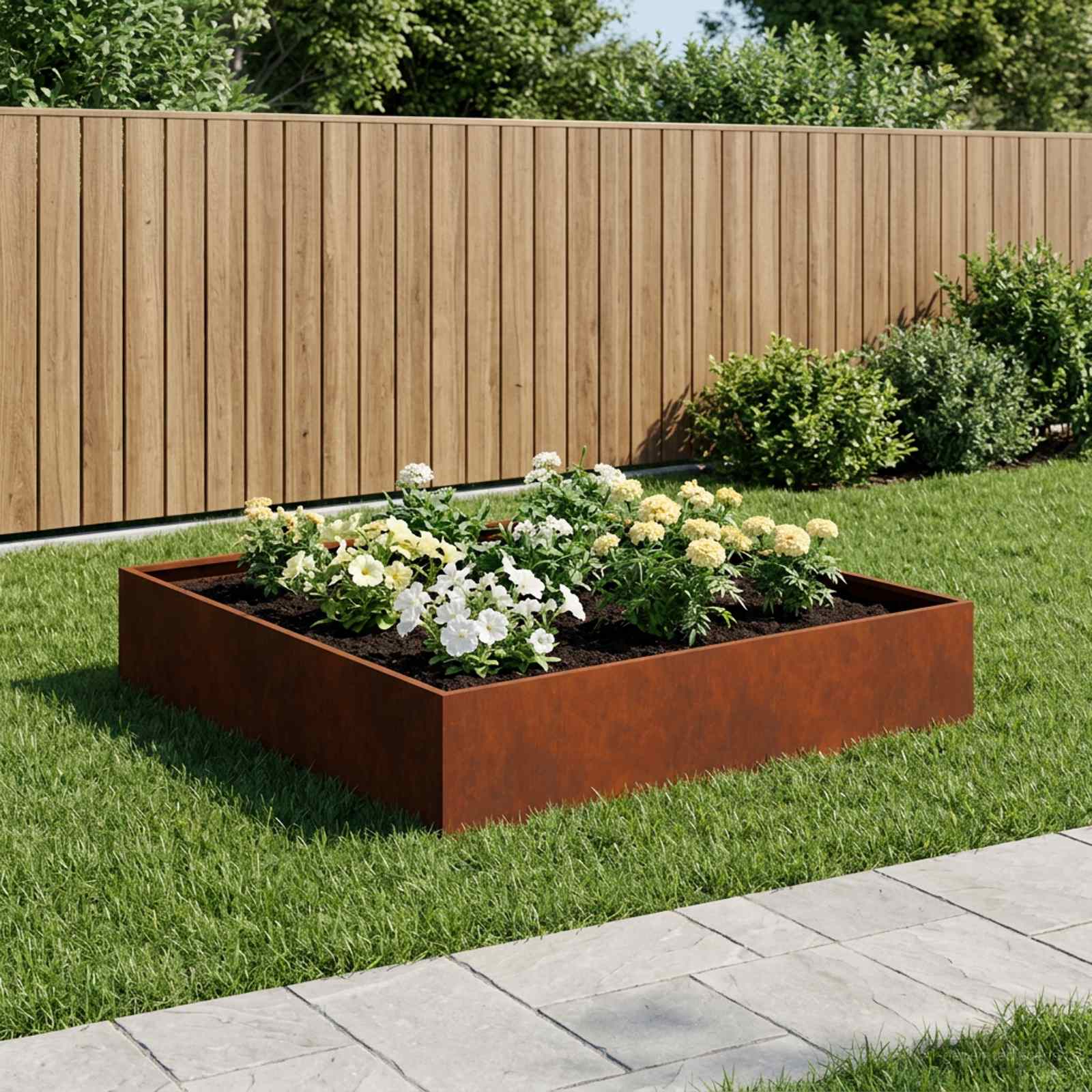 Plantenbak Roestkleurig 100 x 100 x 20 cm weervast staal image 1