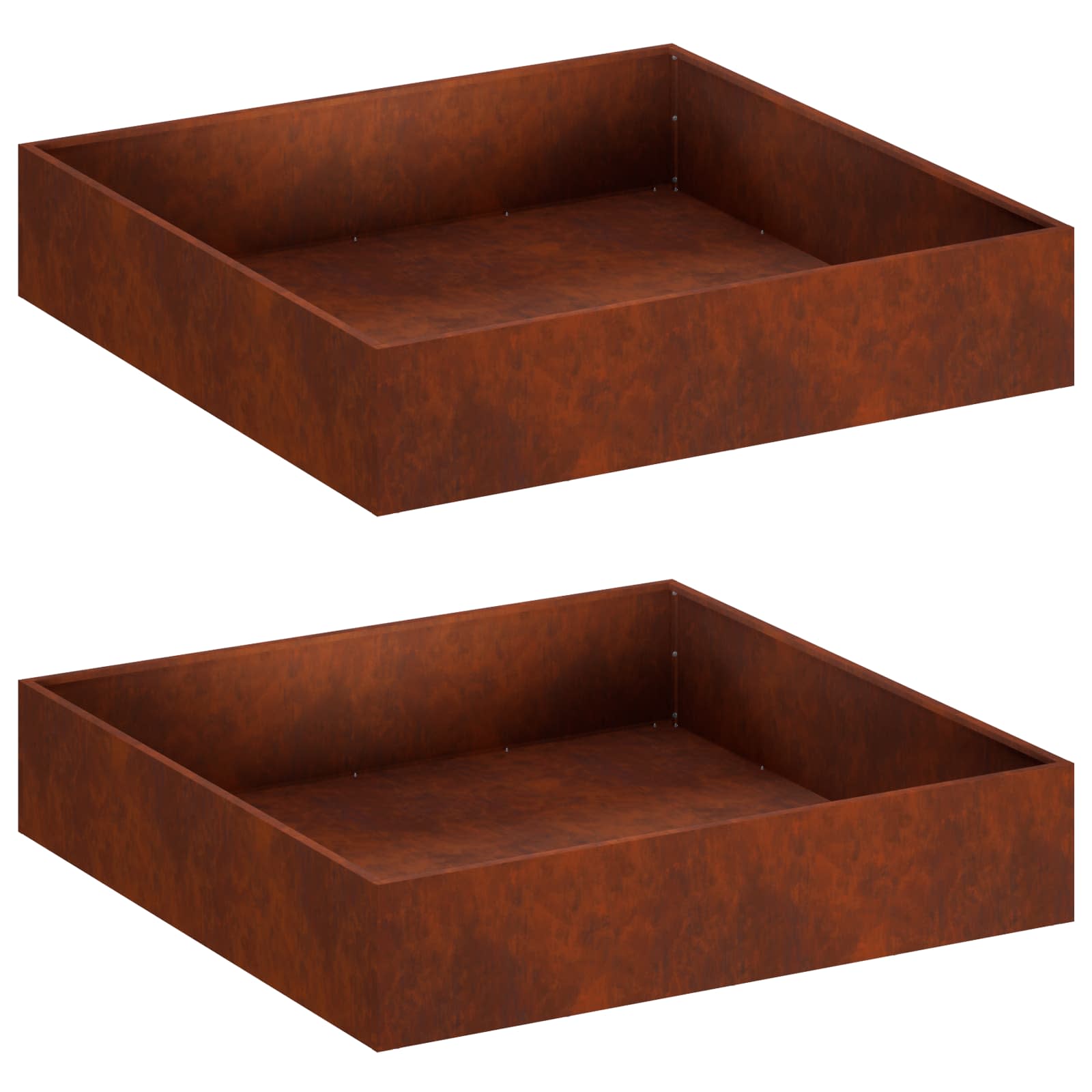 Plantenbak 2 st Roestkleurig 100 x 100 x 20 cm weervast staal image 2