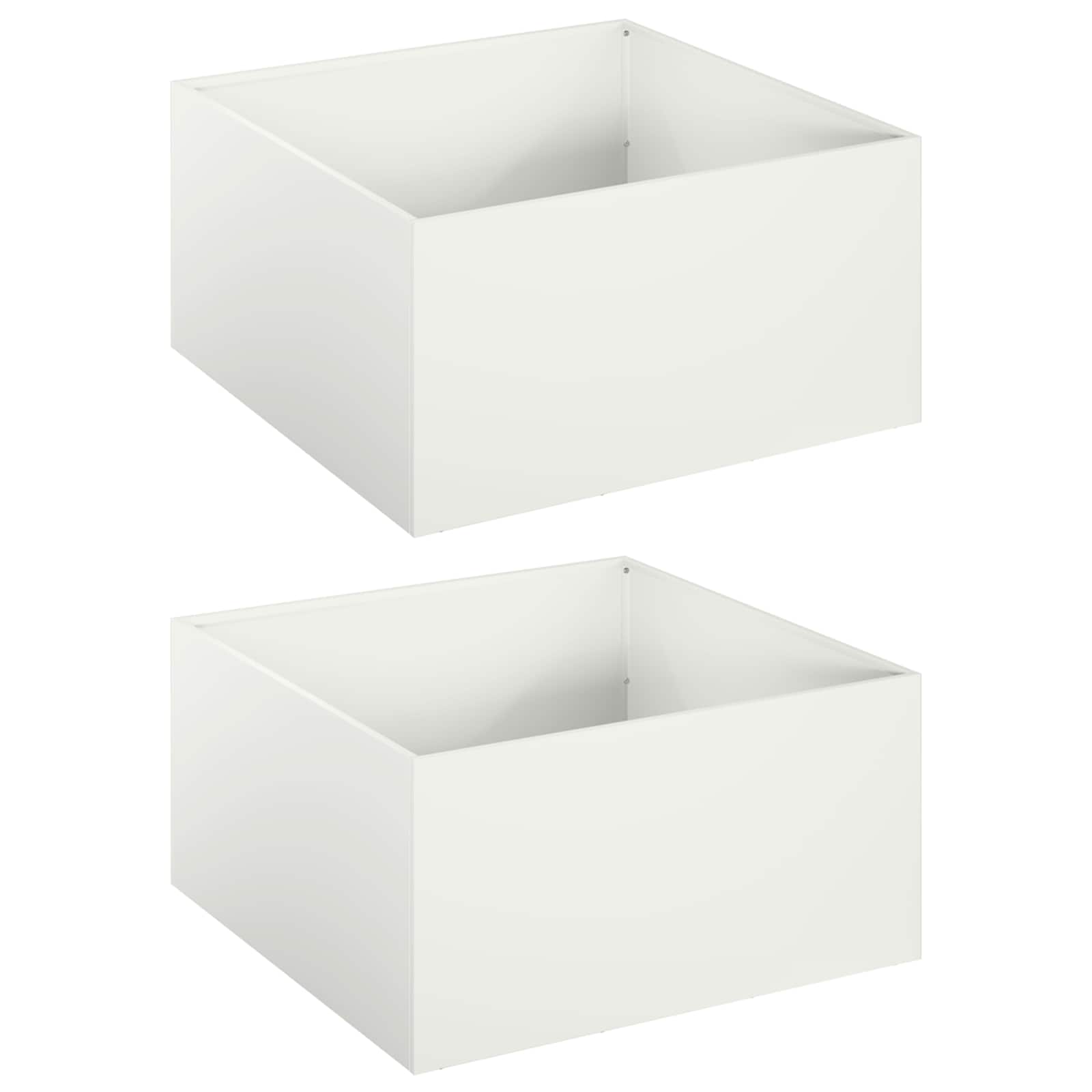 Plantenbak 2 st Wit 60 x 60 x 30 cm Koudgewalst staal image 2