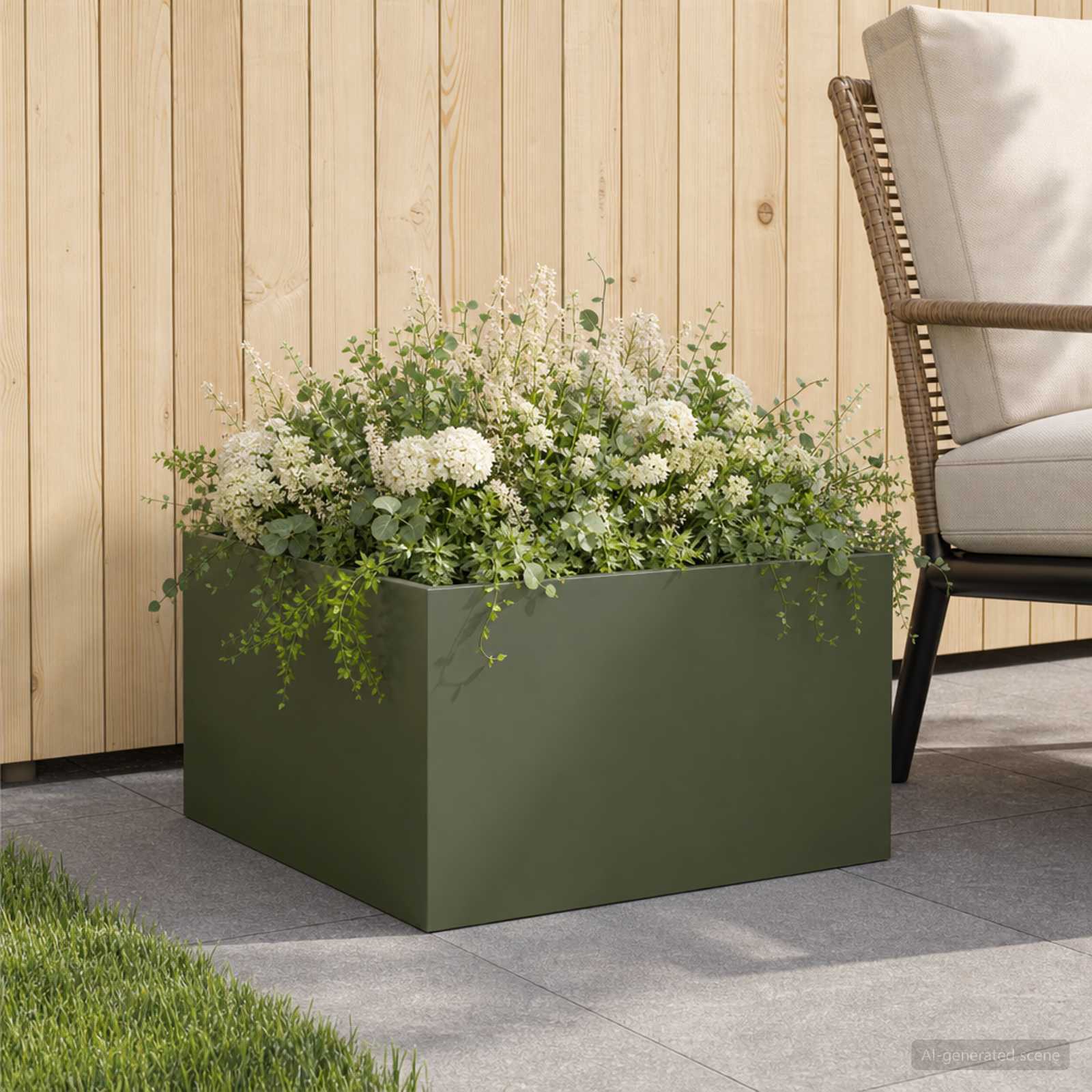 Plantenbak Olijfgroen 60 x 60 x 30 cm Koudgewalst staal image 1