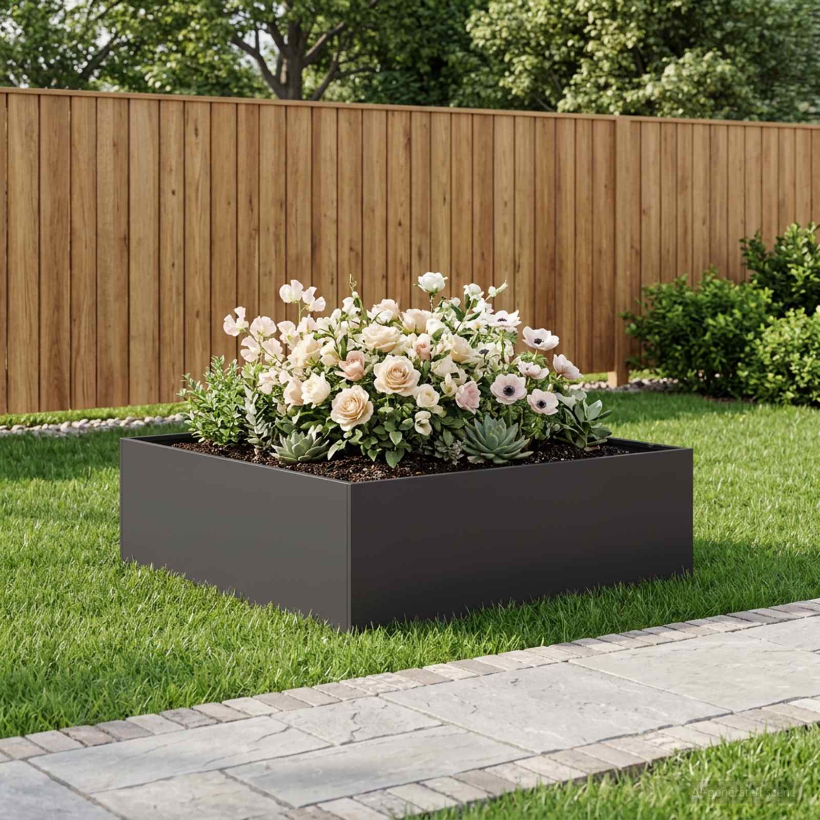 Plantenbak Zwart 100 x 100 x 30 cm Koudgewalst staal image 1