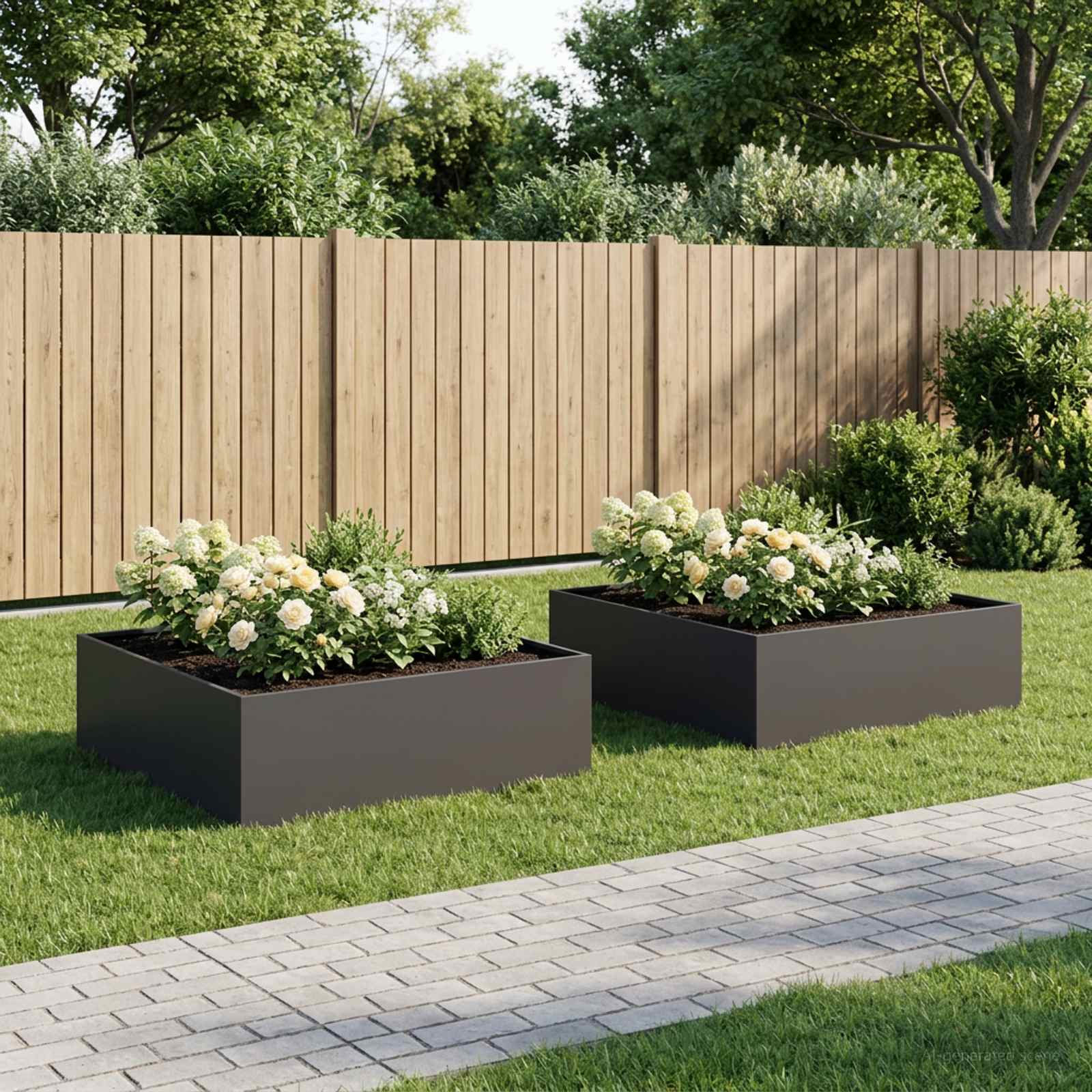 vidaXL Vrtni lonček 2 kos Črna 100 x 100 x 30 cm Mlinjeni jeklo