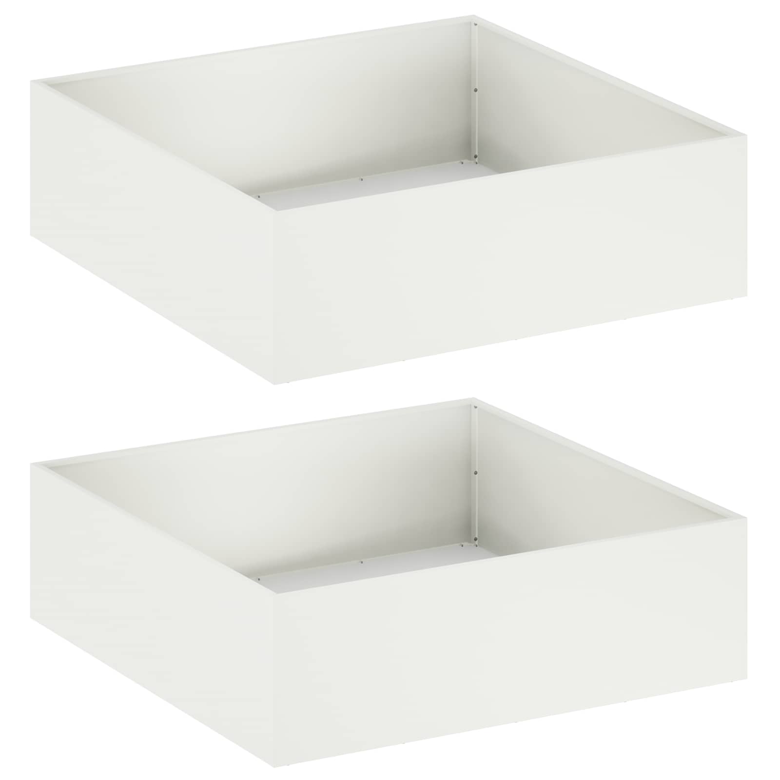 Plantenbak 2 st Wit 100 x 100 x 30 cm Koudgewalst staal image 2