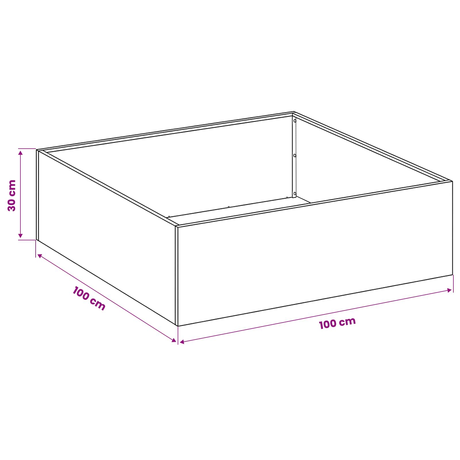 Plantenbak 2 st Wit 100 x 100 x 30 cm Koudgewalst staal image 8