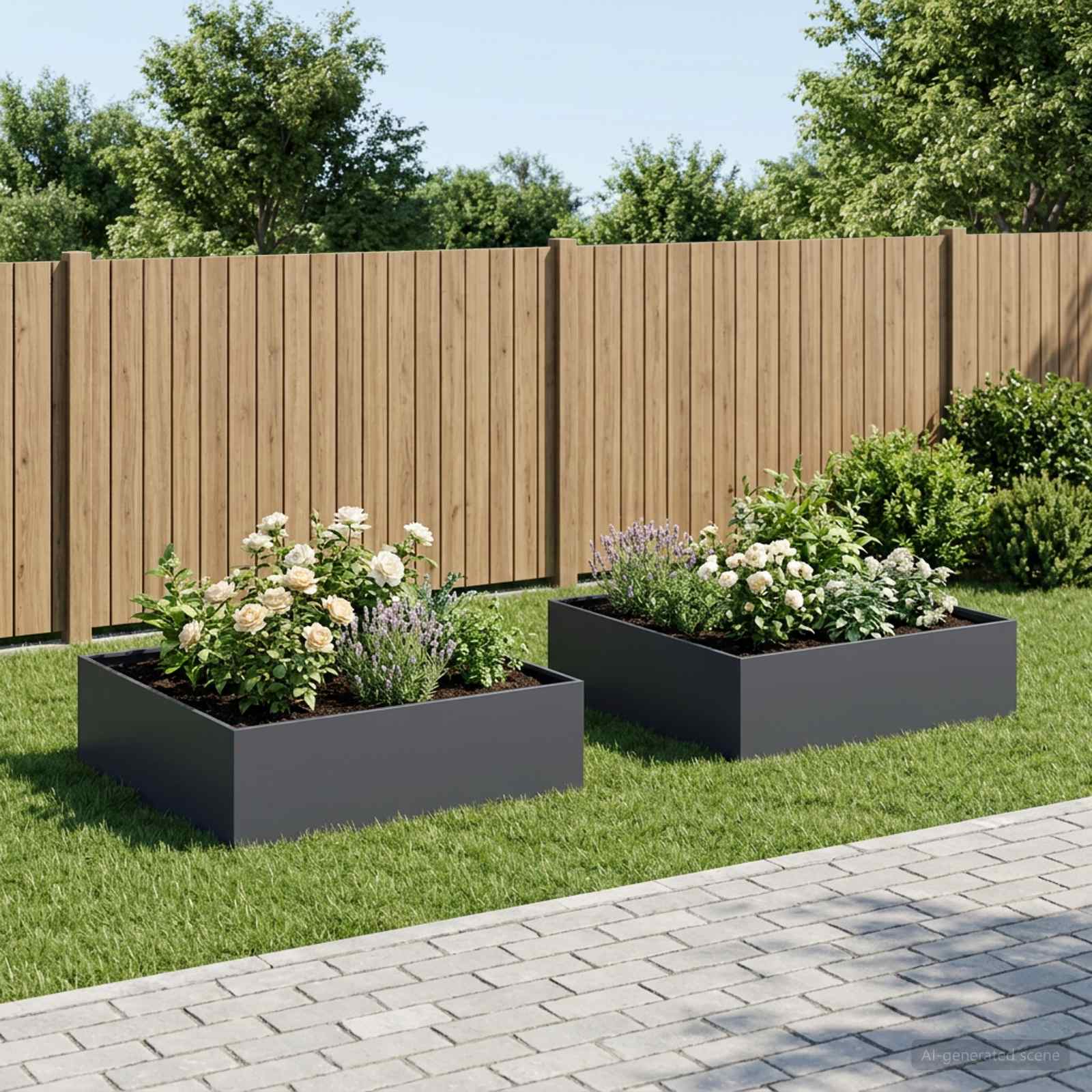 Plantenbak 2 st Antraciet 100 x 100 x 30 cm Koudgewalst staal image 1