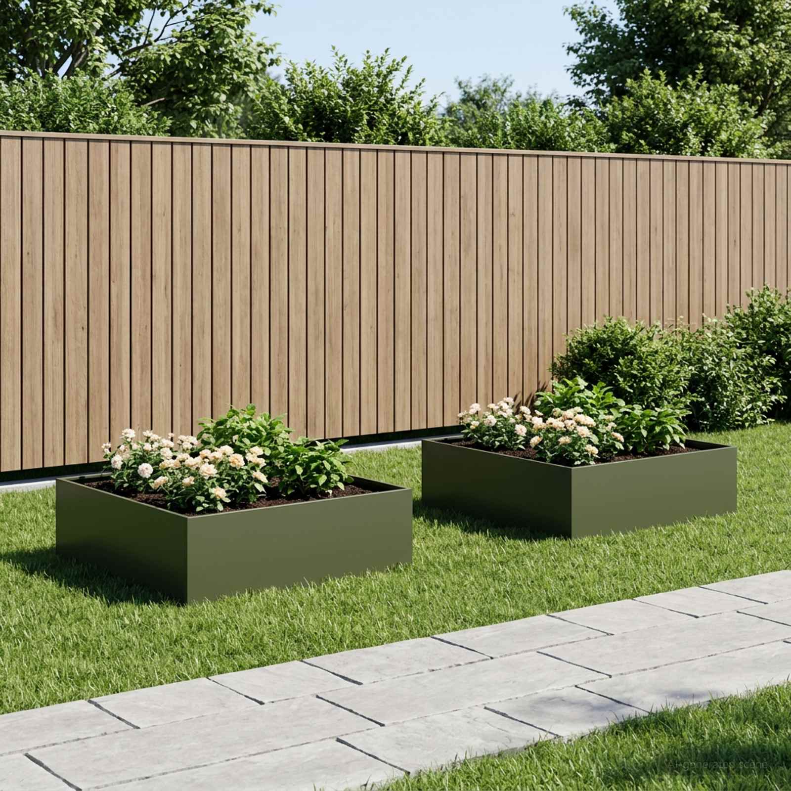vidaXL Vrtni lonček 2 kos Olivno zelena 100 x 100 x 30 cm