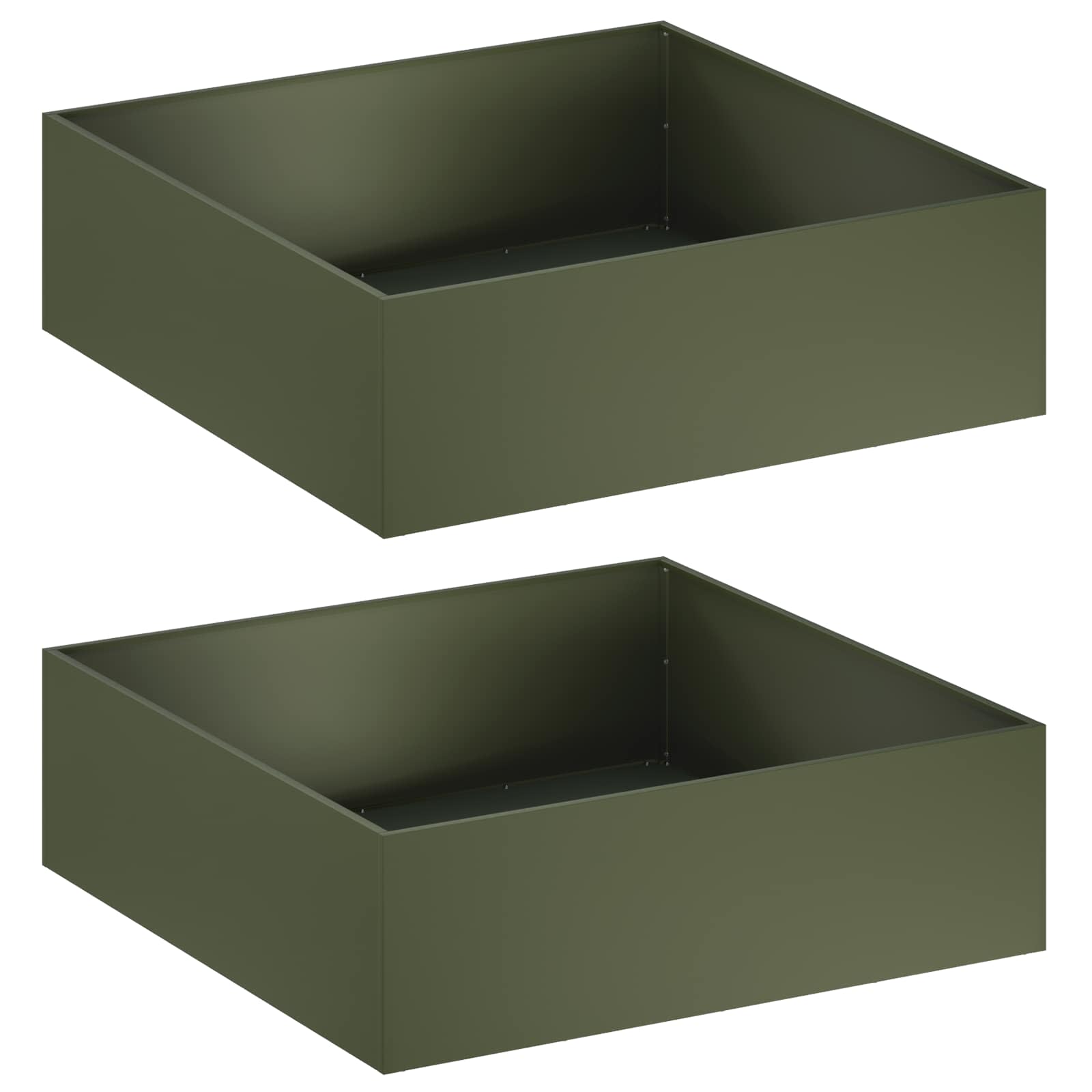 Plantenbak 2 st Olijfgroen 100 x 100 x 30 cm Koudgewalst staal image 2