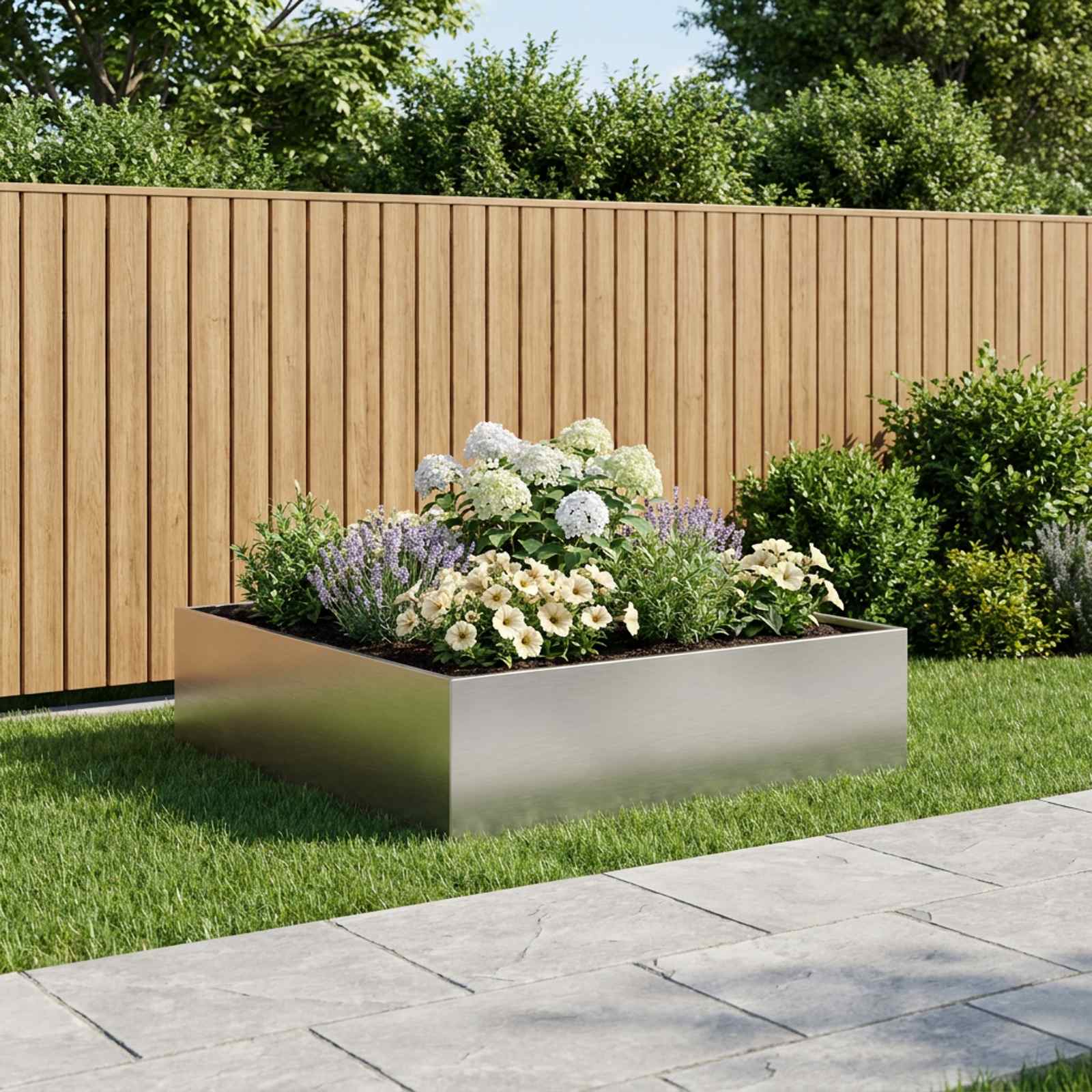 Plantenbak zilver 100 x 100 x 30 cm Roestvrij staal image 1