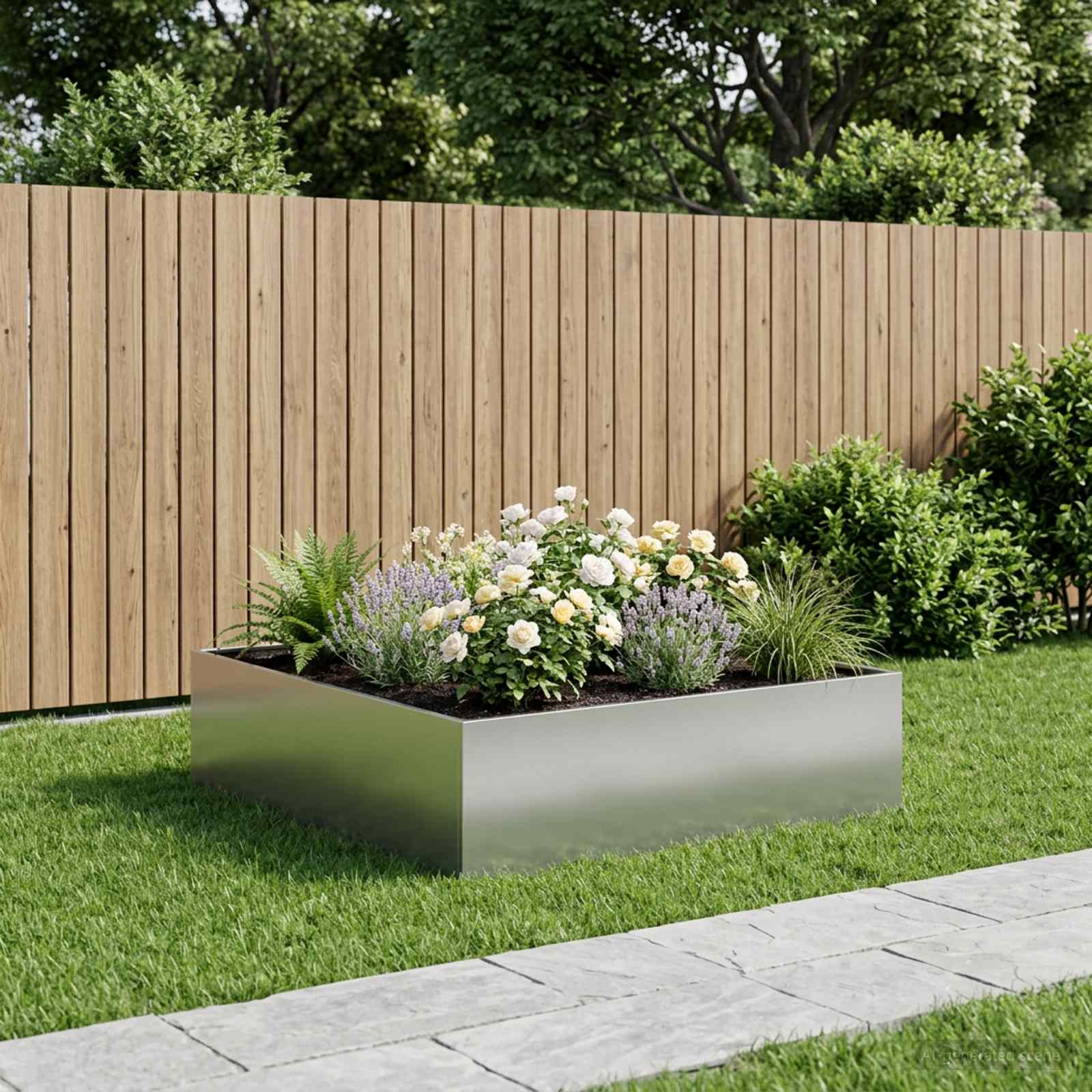 Plantenbak zilver 100 x 100 x 30 cm Gegalvaniseerd staal image 1