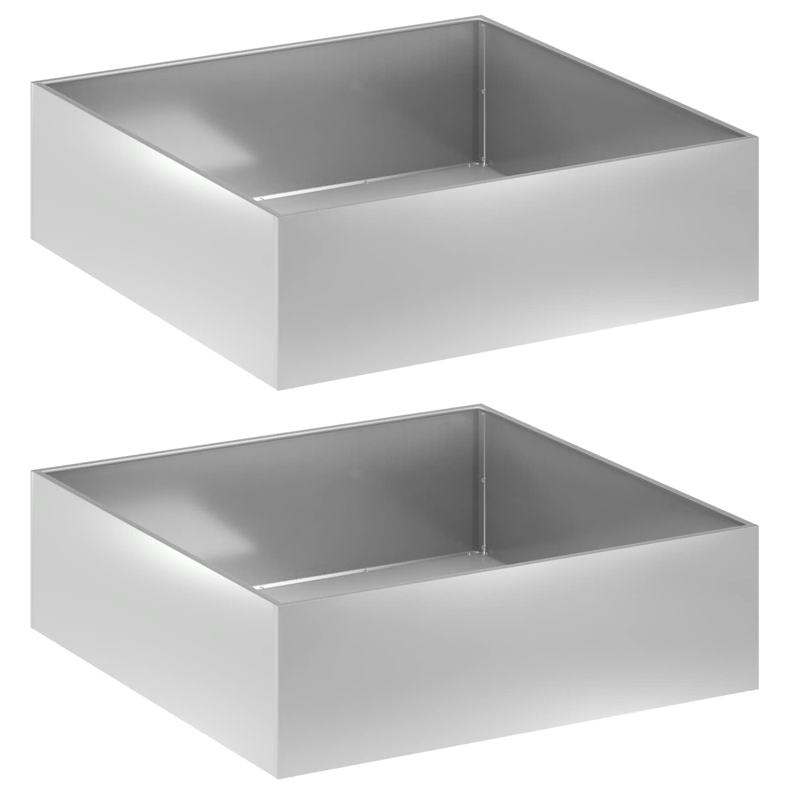 Plantenbak 2 st zilver 100 x 100 x 30 cm Gegalvaniseerd staal image 2