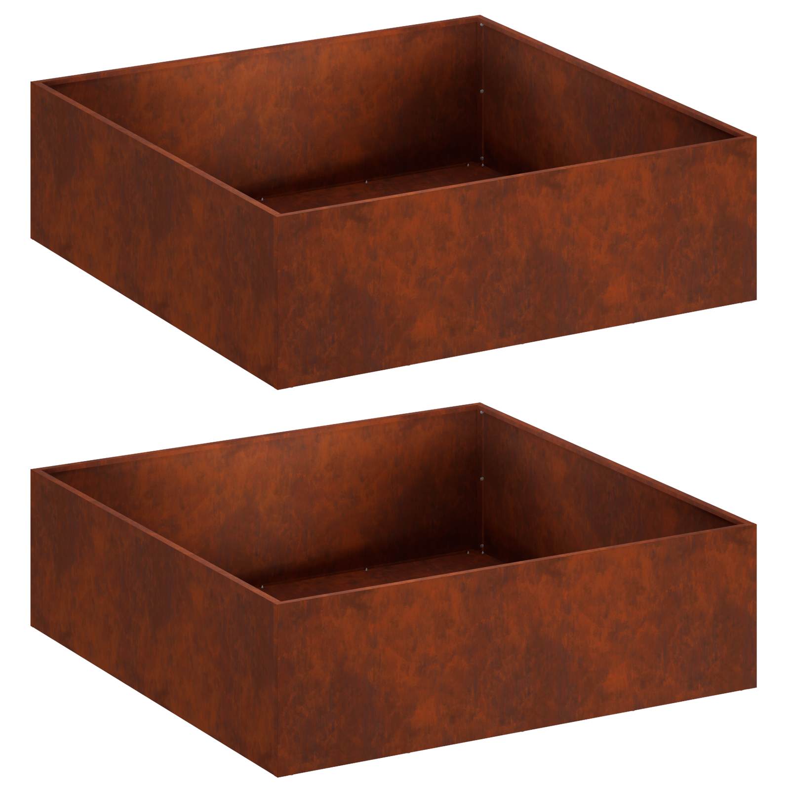 Plantenbak 2 st Roestkleurig 100 x 100 x 30 cm weervast staal image 2